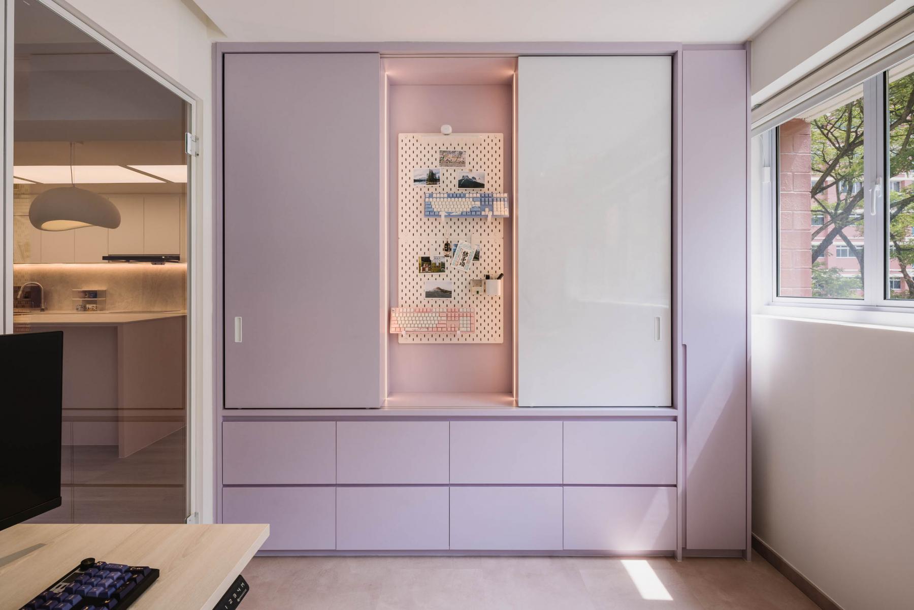 Contemporary Study with Vinyl Flooring and Storage Cabinets
