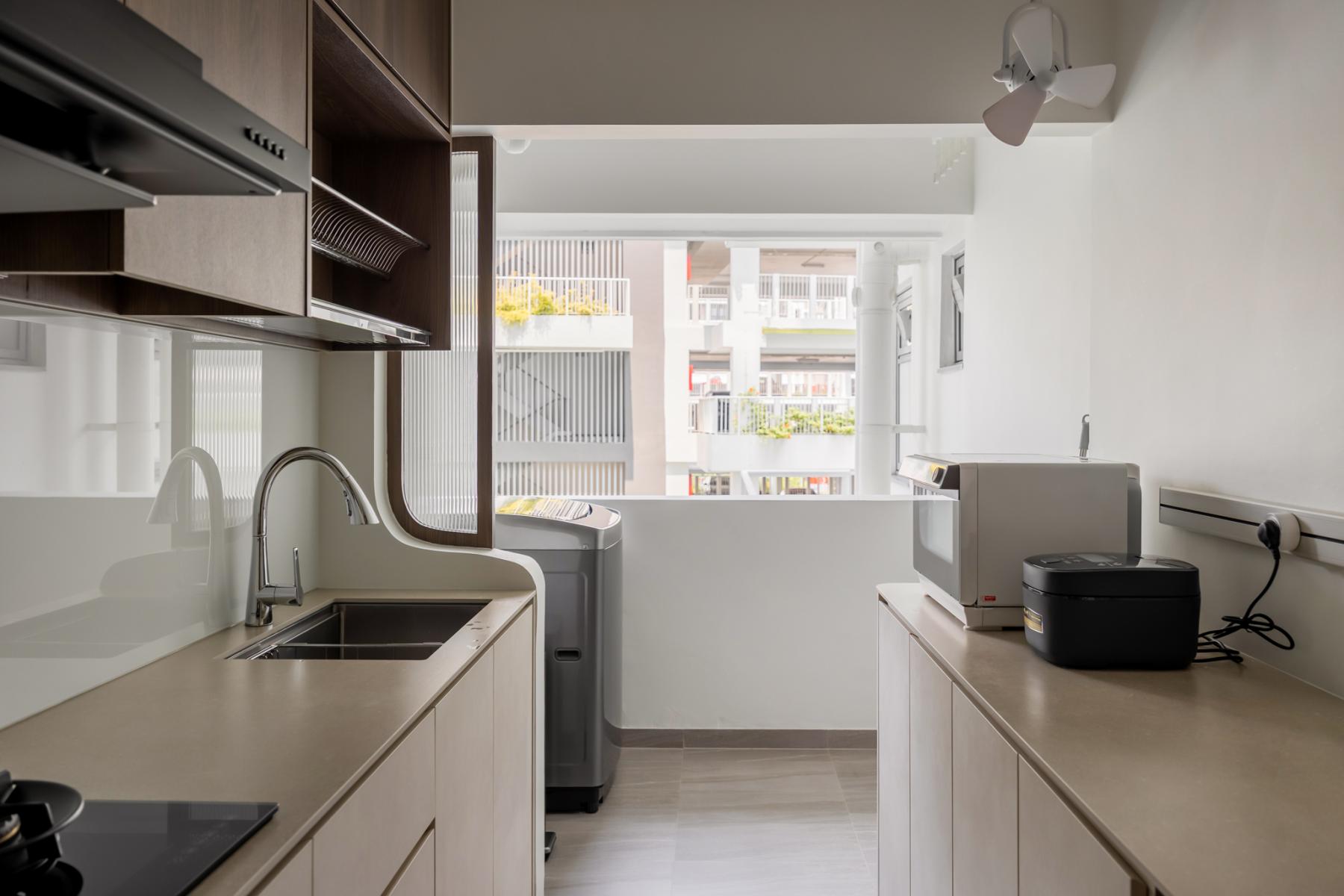 Contemporary Kitchen with Countertop and Kitchen Window