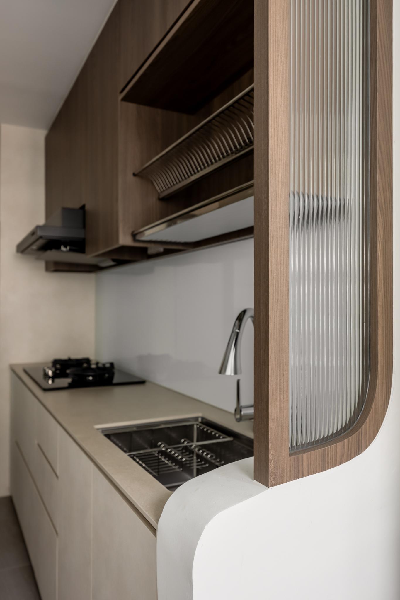 Contemporary Kitchen with Countertop and Cupboard