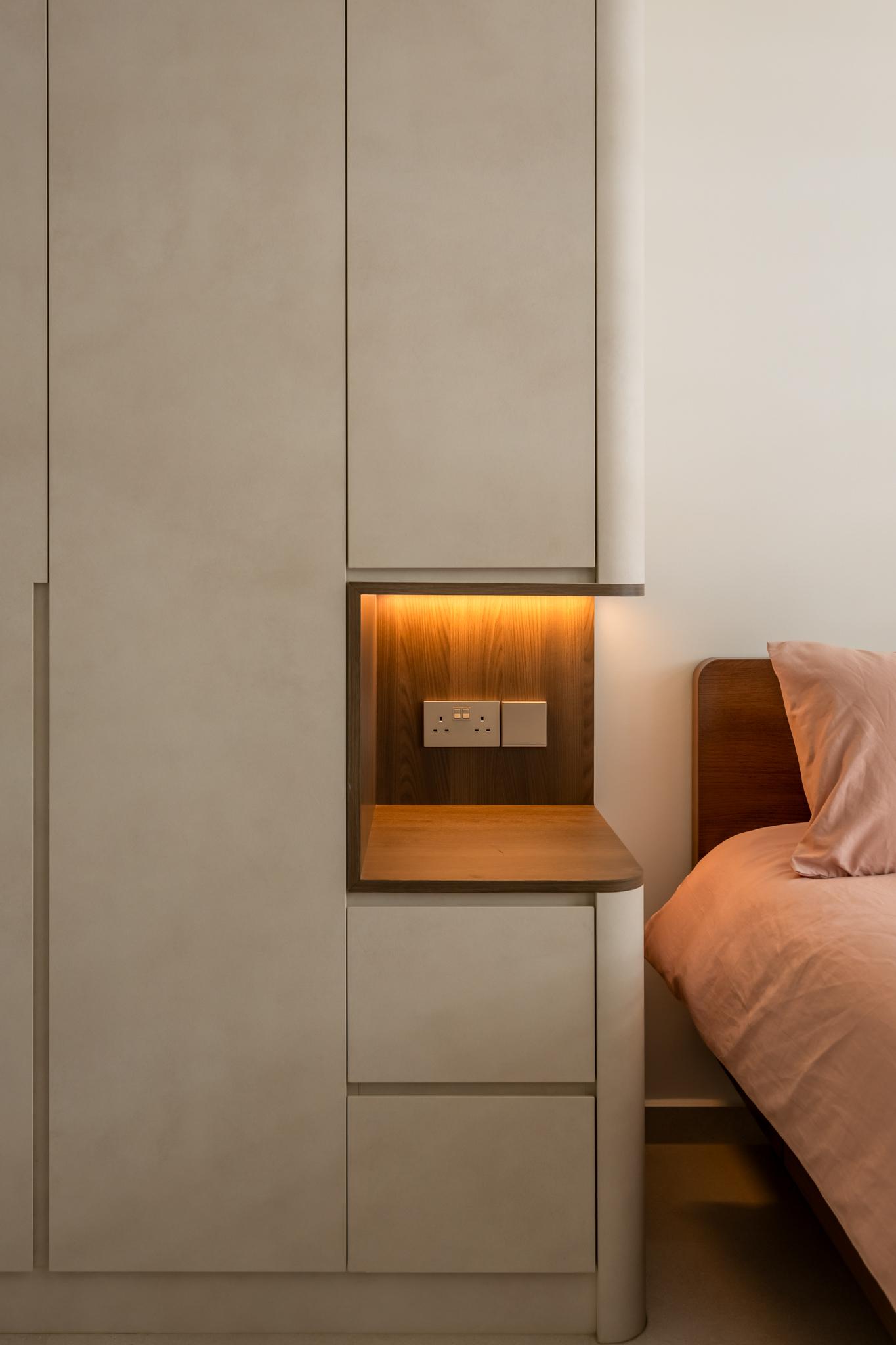 Contemporary Bedroom with Wardrobe and Bedside Table