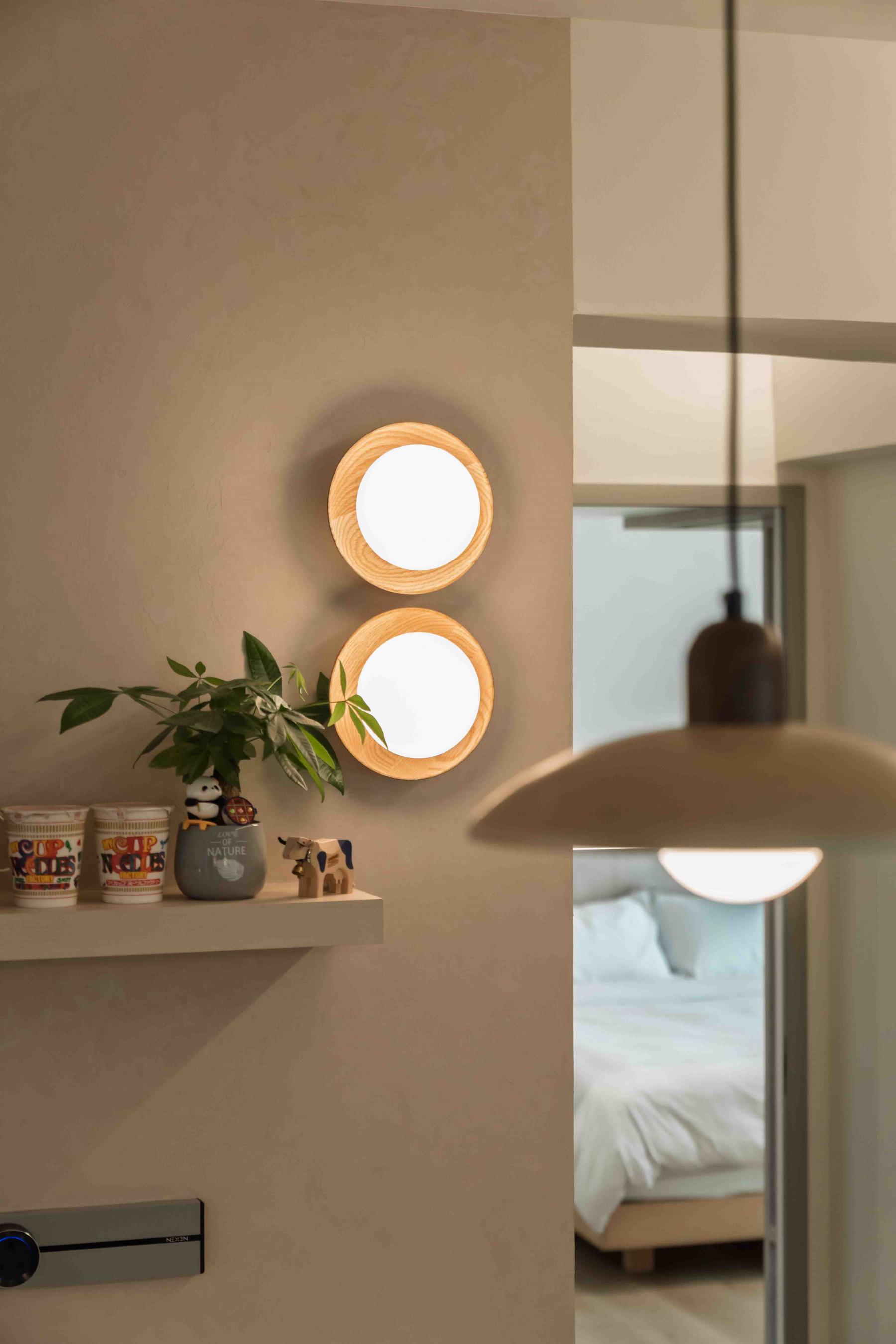Asian Dining Room with Drop Light and Ceiling Light