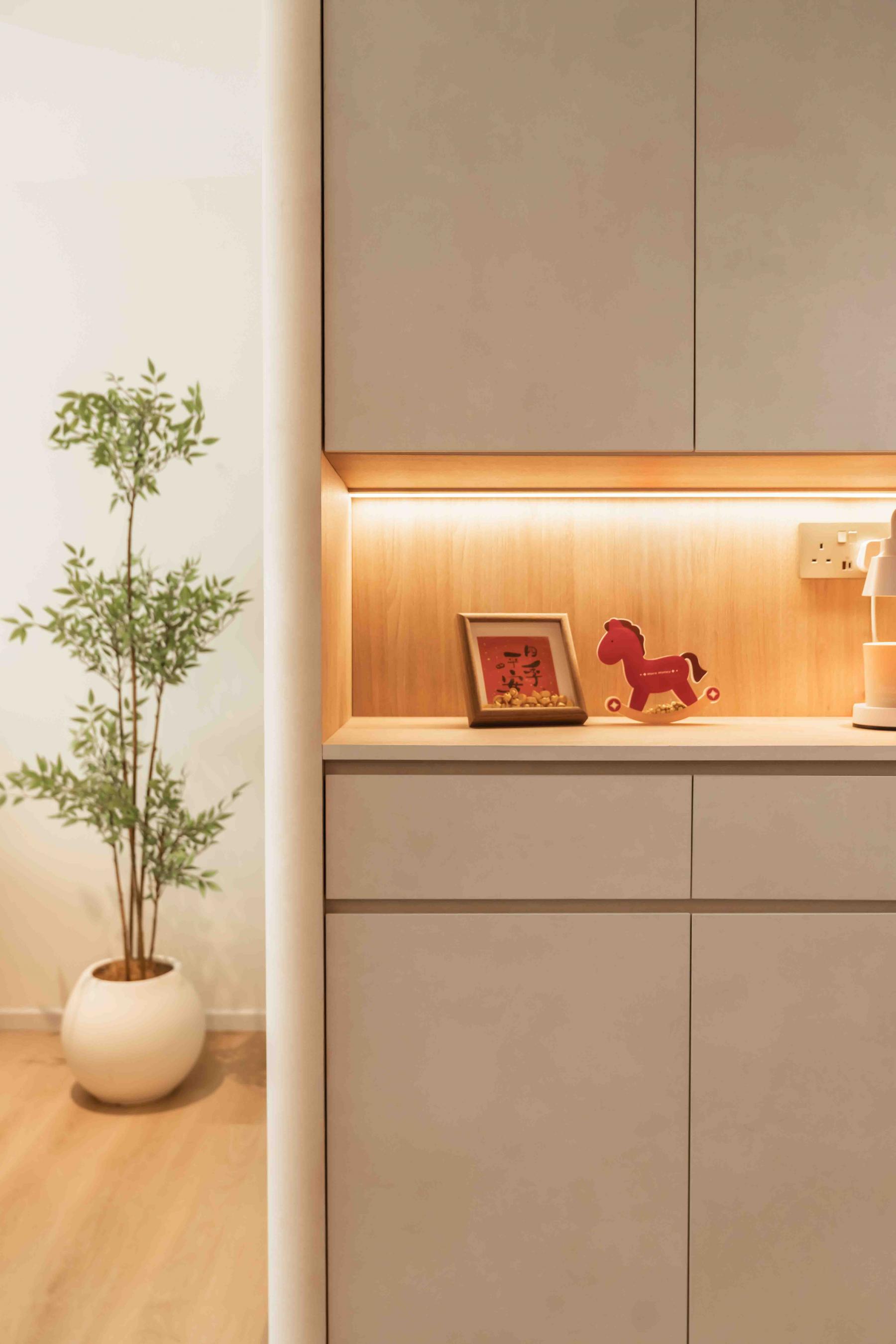 Asian Entryway with Mirror and Shoe Rack