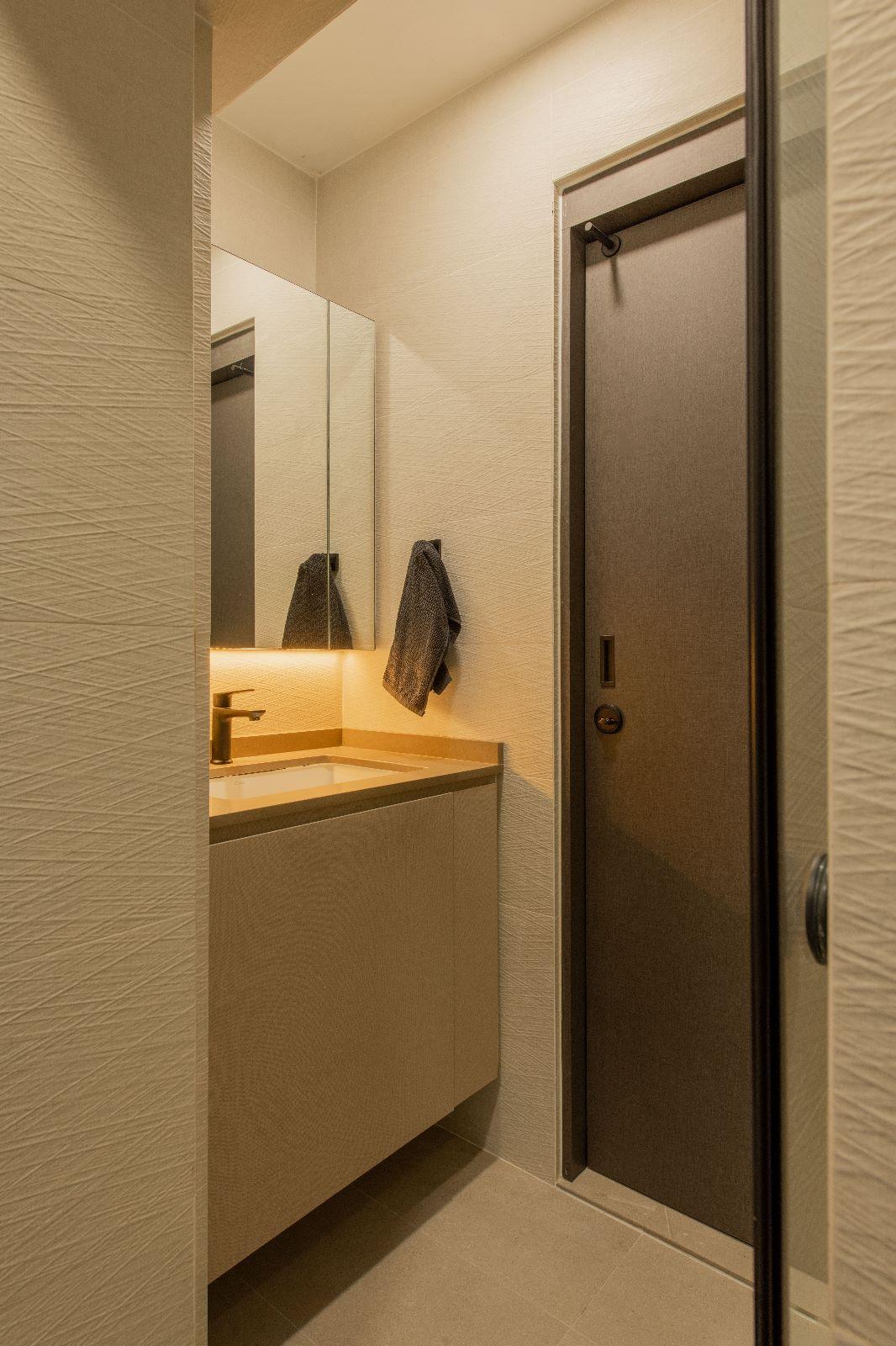 Scandinavian Bathroom with Mirror and Bathroom Mirrors