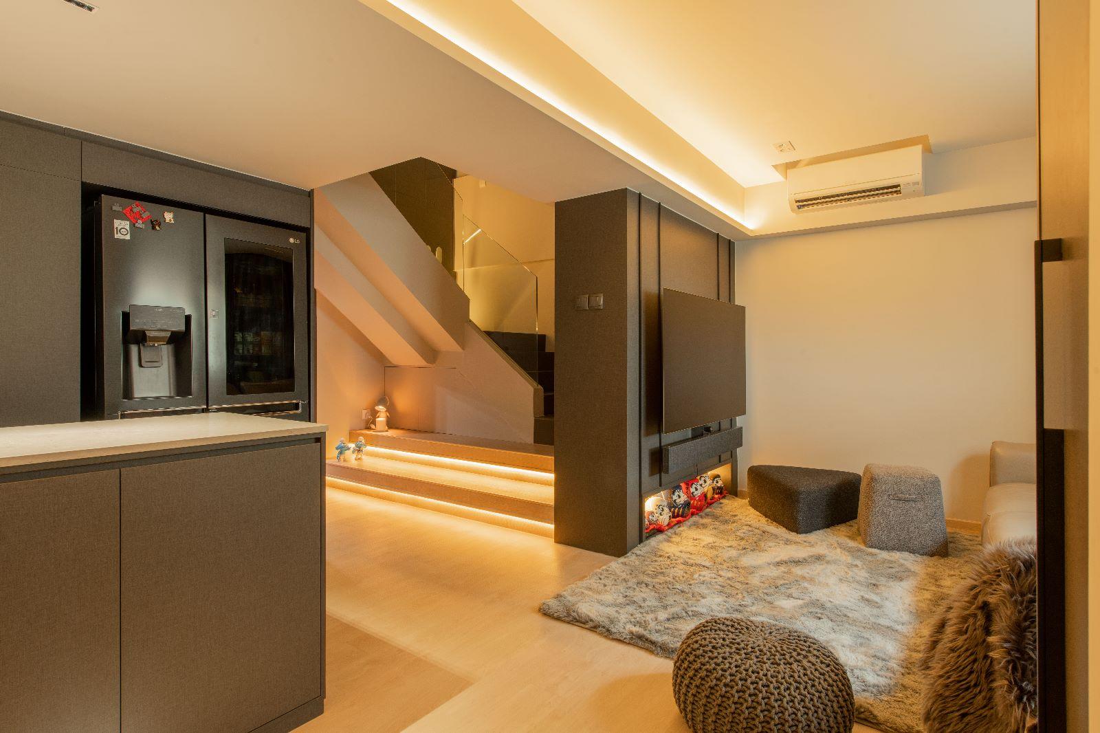 Scandinavian Living Room with Feature Wall and Sofa