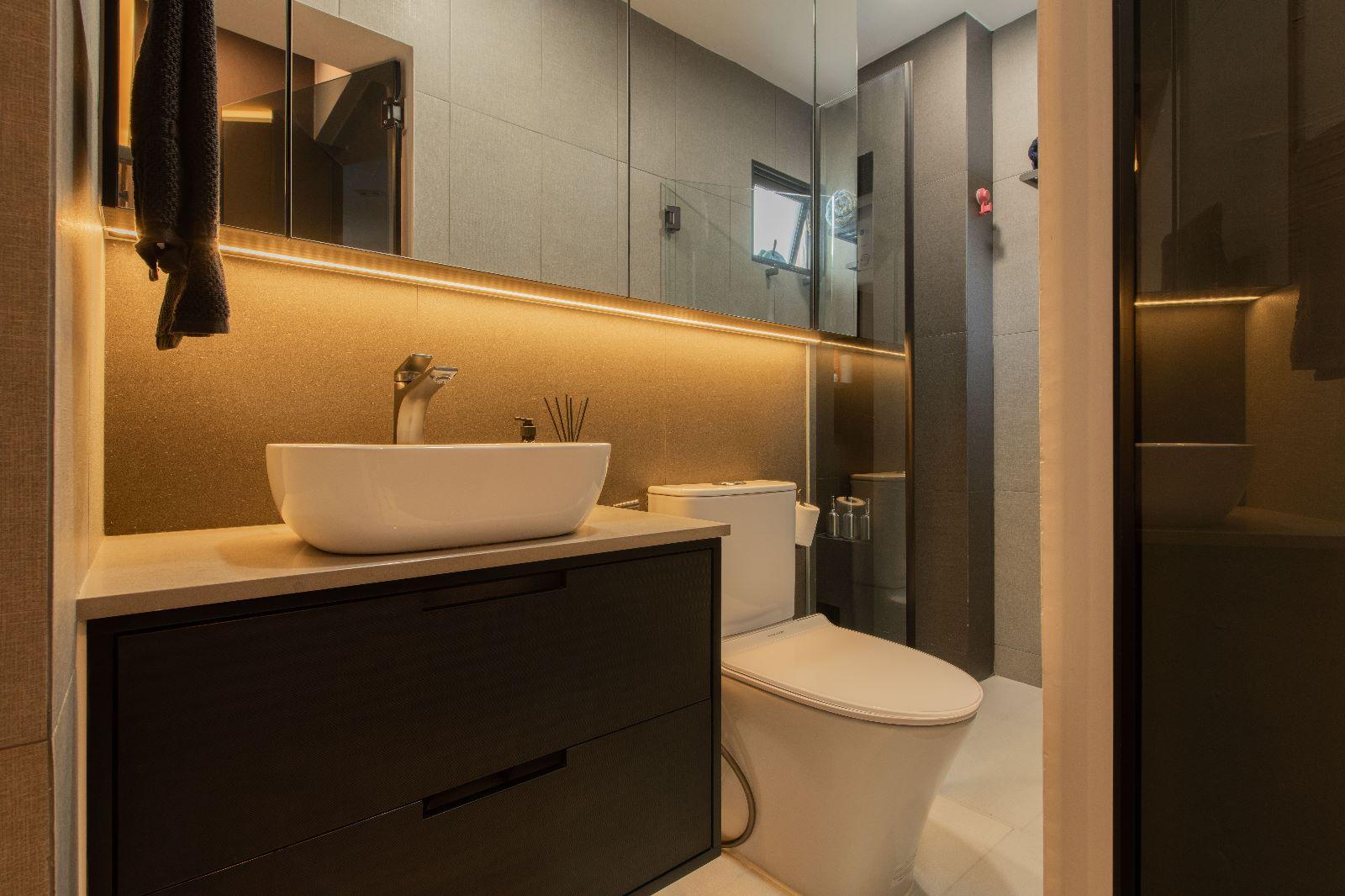 Scandinavian Bathroom with Mirror and Wall Mirror