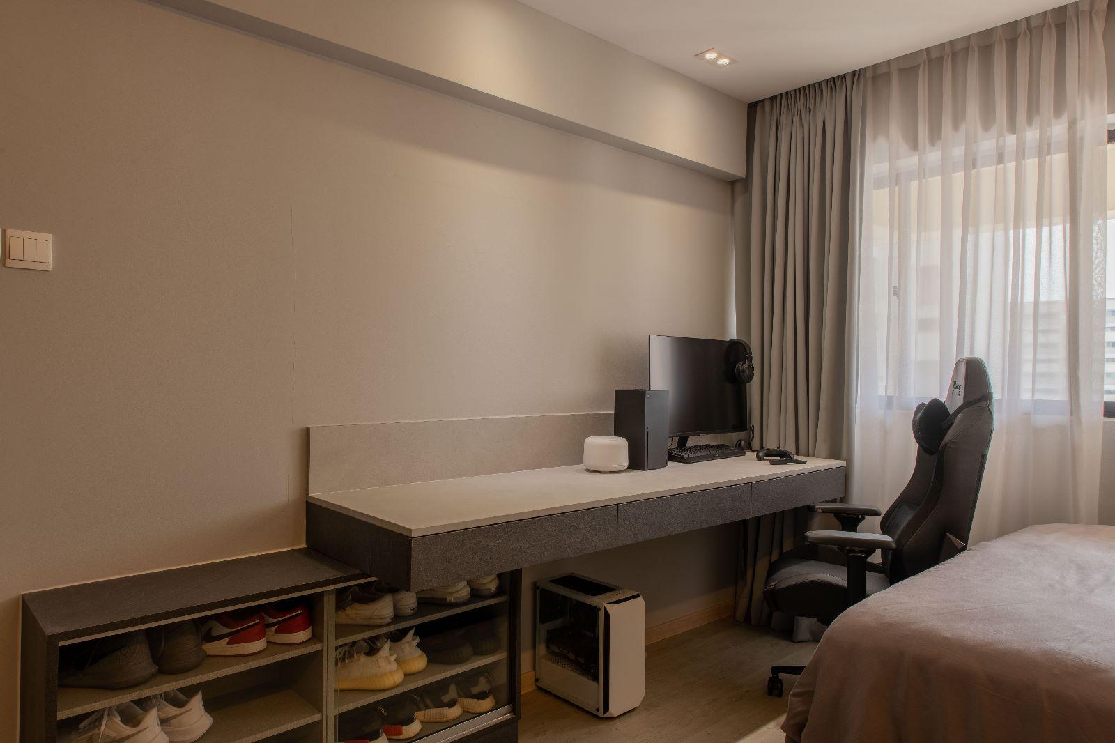 Scandinavian Workstation with Desk and Storage Cabinets
