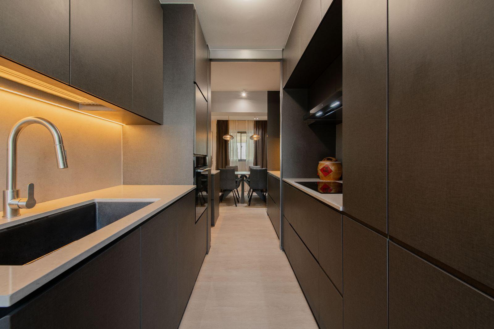 Scandinavian Kitchen with Countertop and Kitchen Island