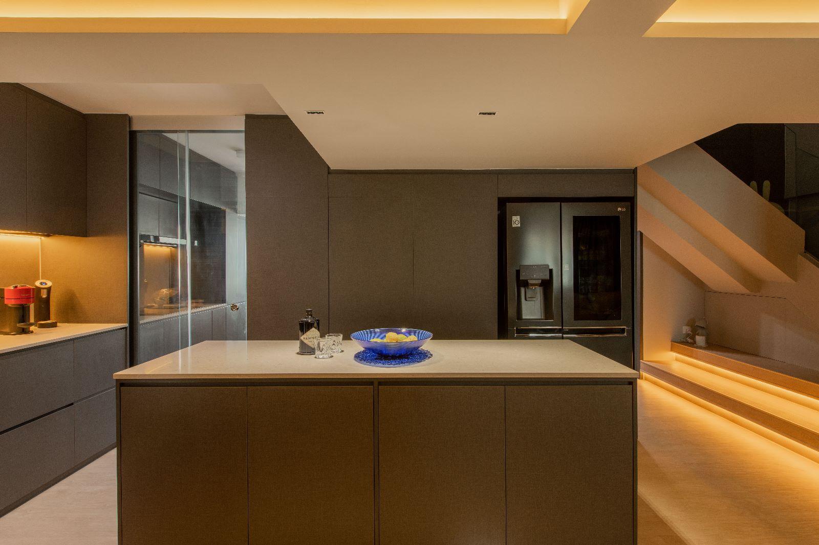 Scandinavian Kitchen with Countertop and Granite Floor