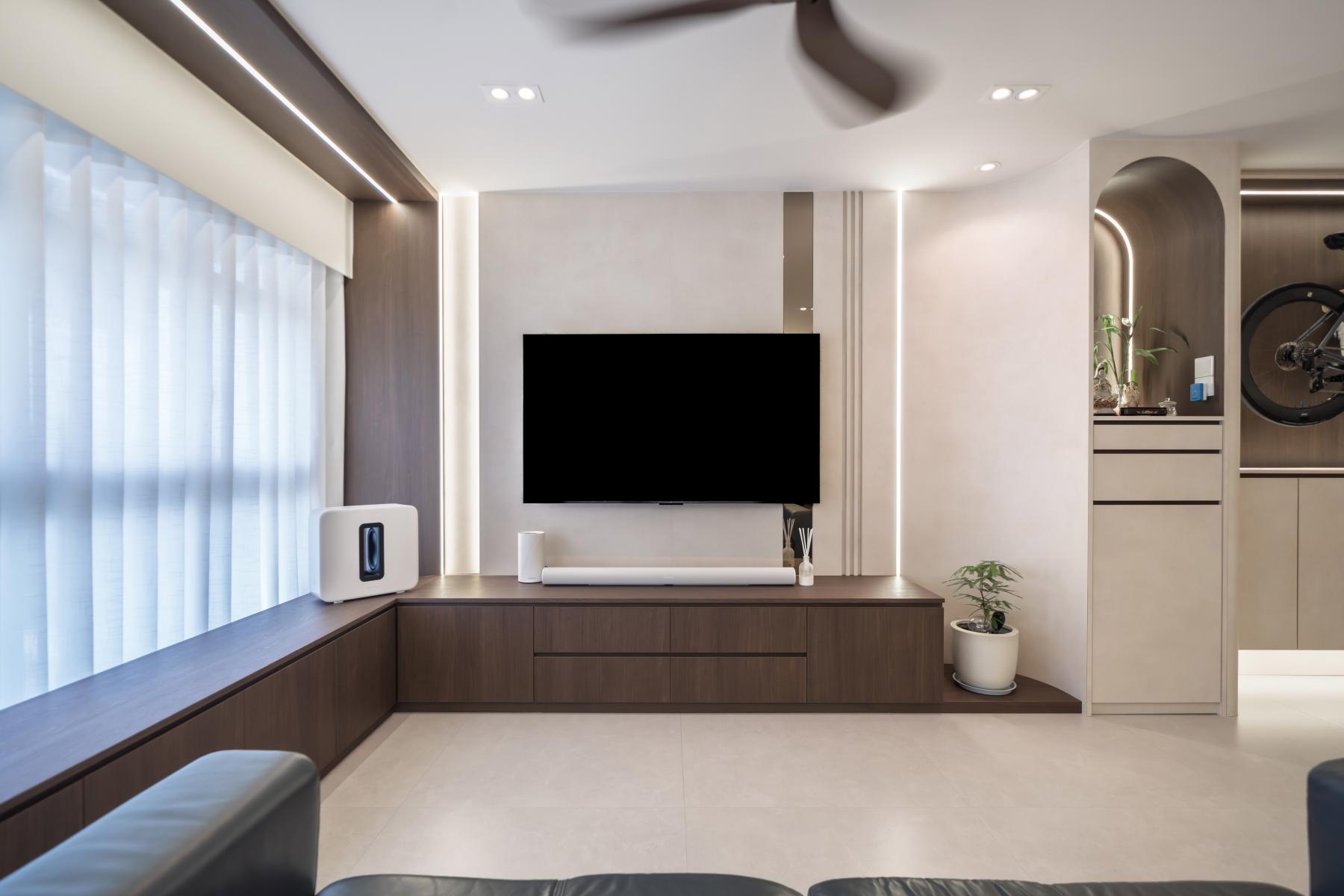 Modern Living Room with TV Console and TV