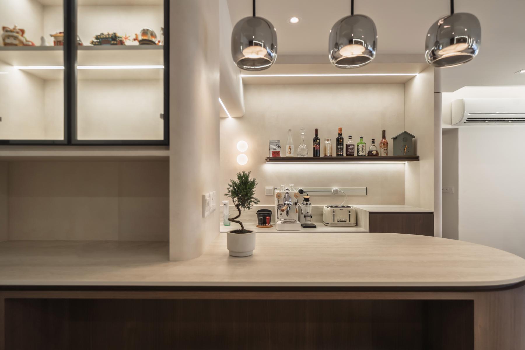 Modern Dining Room with Drop Light and Cove Lighting