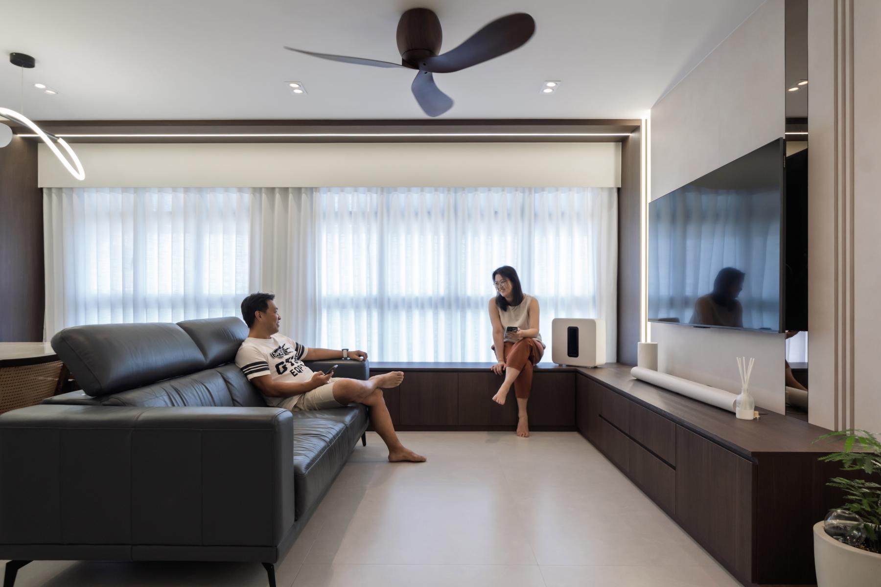 Modern Living Room with TV Console and Sofa