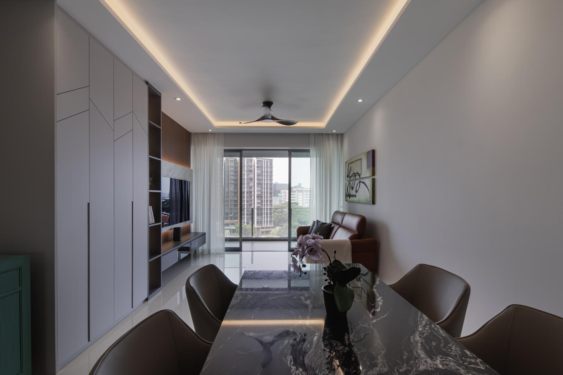 Contemporary Living Room with TV Console and Sofa