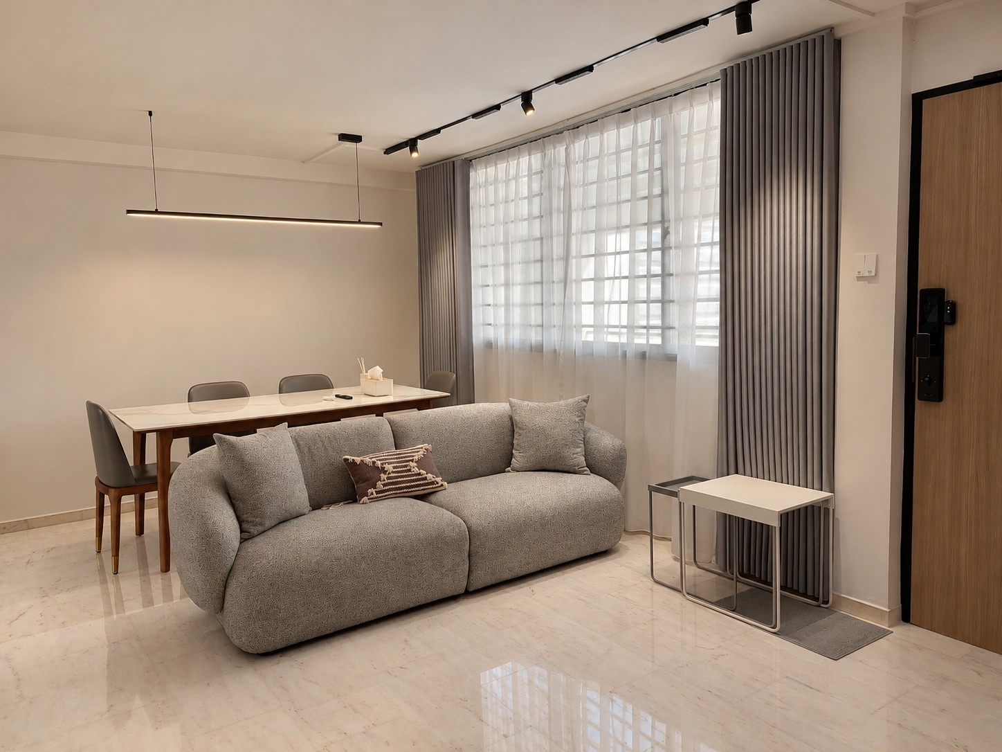 Minimalist Living Room with Curtain and Sofa