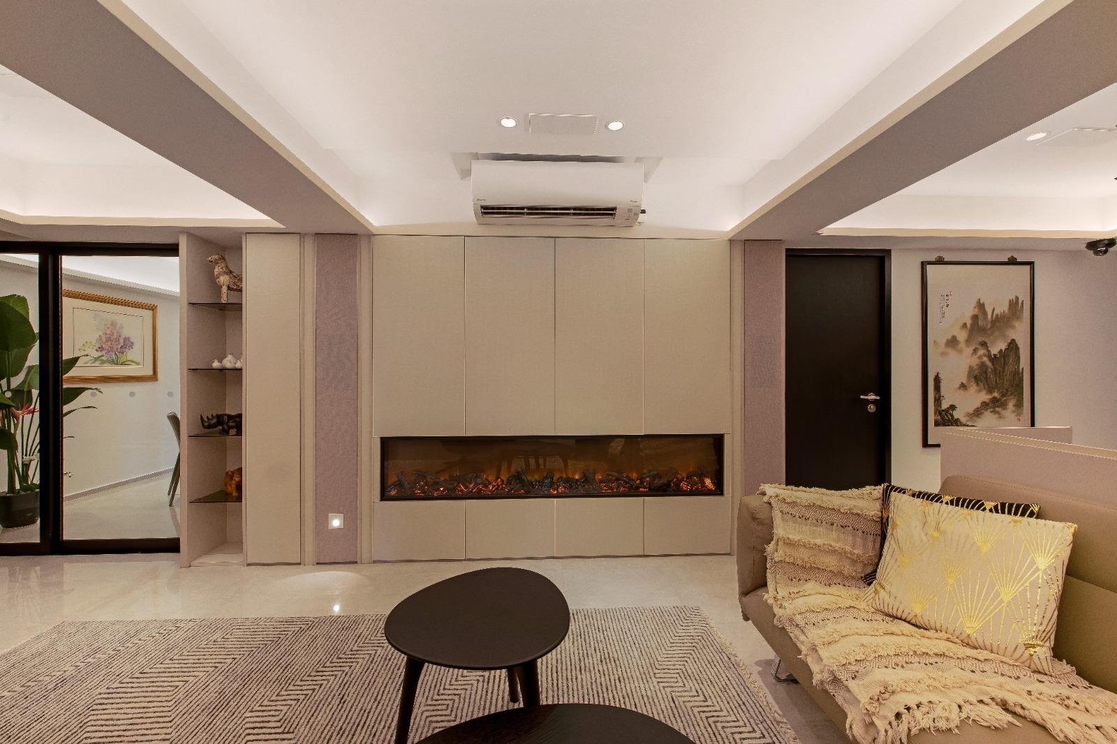 Modern Living Room with Feature Wall and Carpet