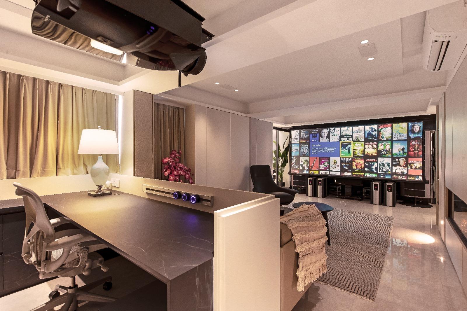 Modern Home Theatre with Settee and Propeller Fan
