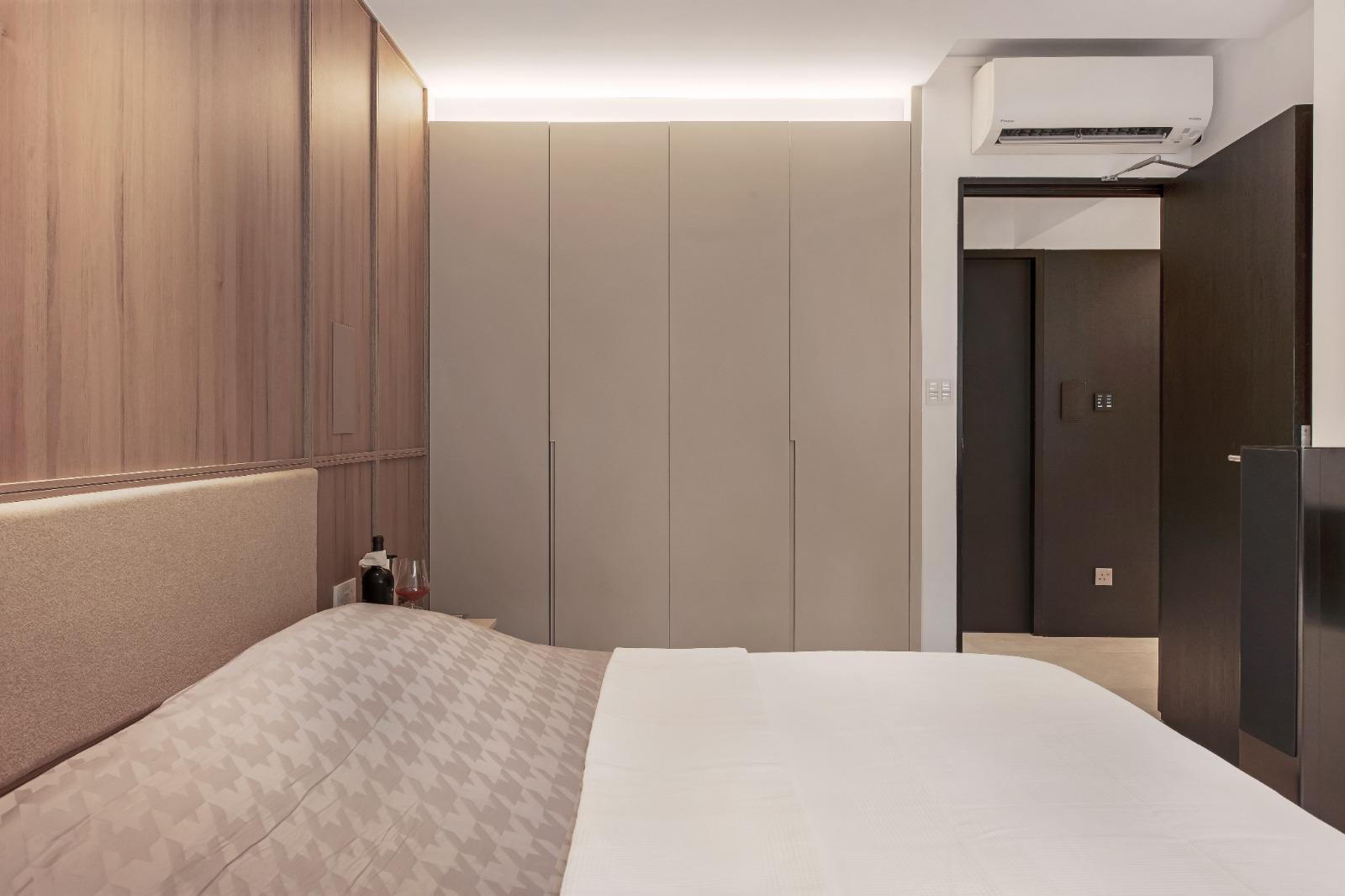 Modern Bedroom with Bedside Table and Bedroom Dresser