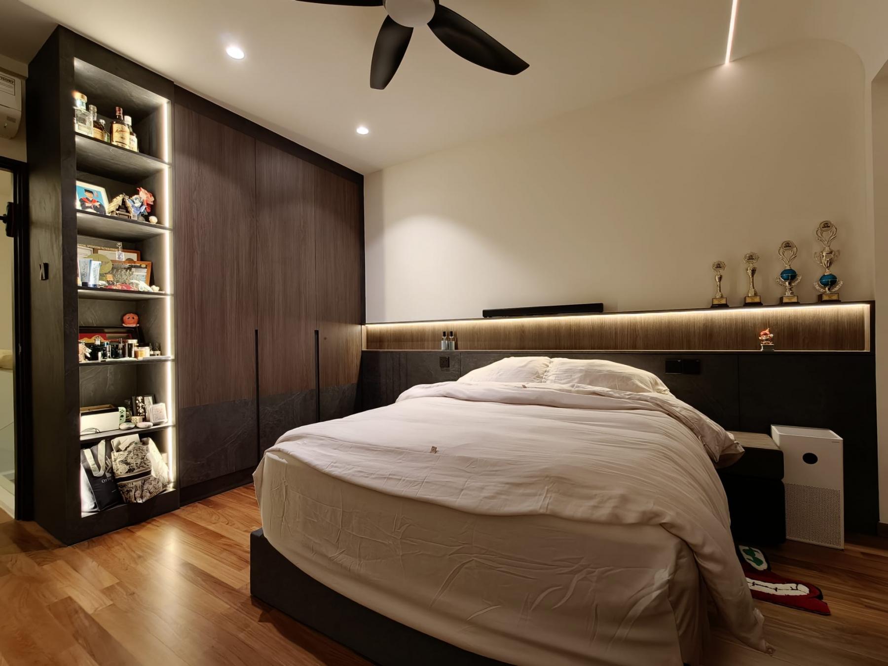 Modern Bedroom with Wardrobe and Built-in Bed