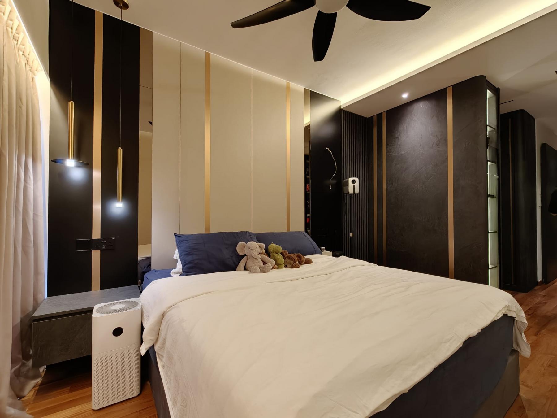 Modern Bedroom with Feature Wall and Wardrobe