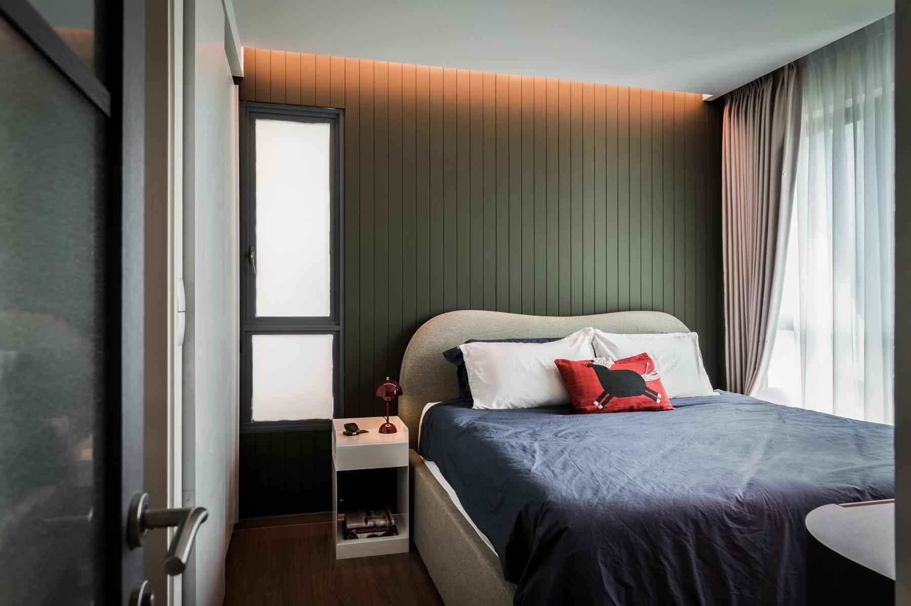 Modern Bedroom with Platform Bed and Wardrobe