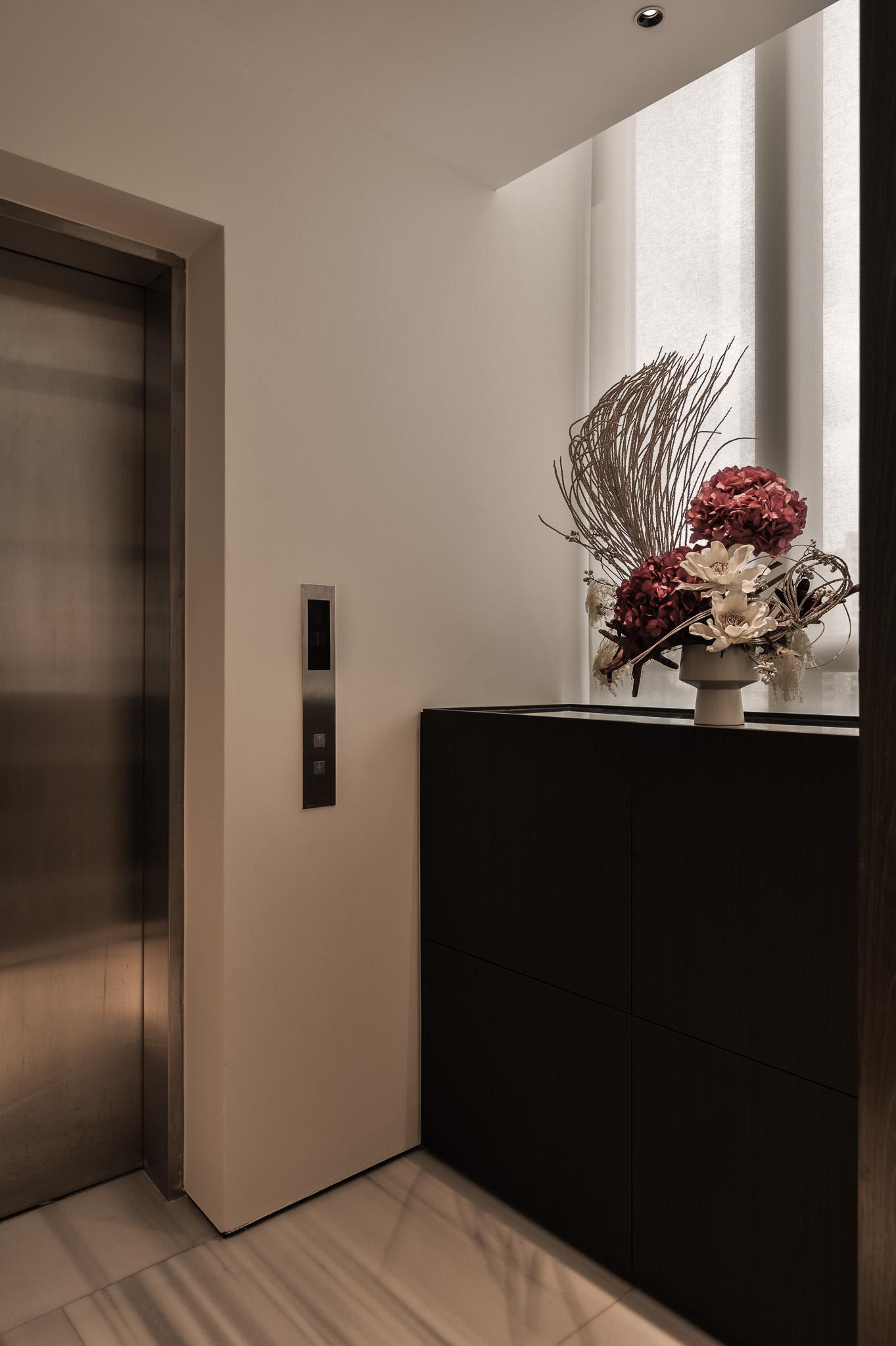 Minimalist Foyer with Artwork and Console Table