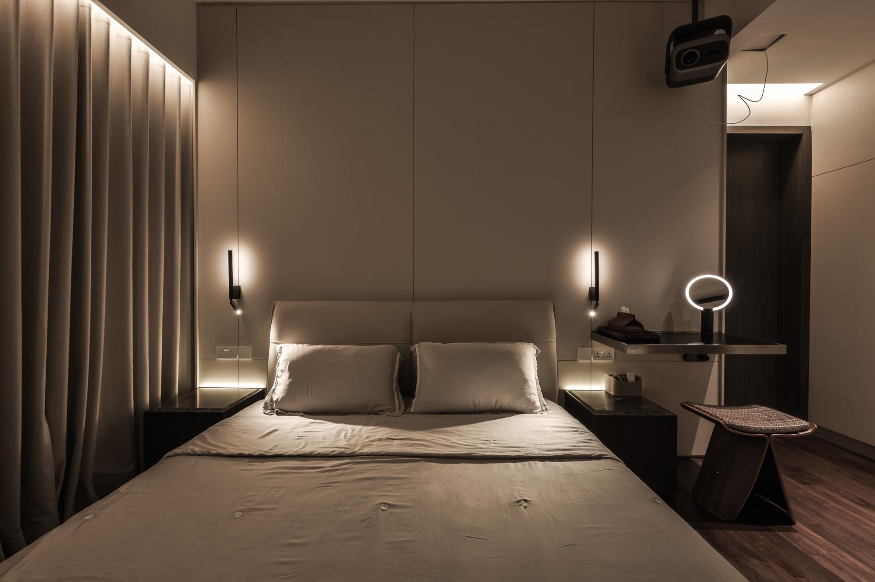 Minimalist Bedroom with Wardrobe and Queen Bed