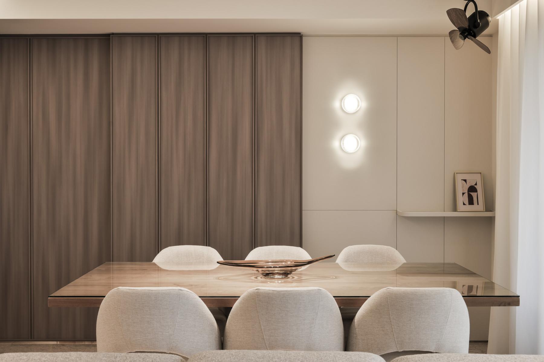 Modern Dining Room with Cove Lighting and Ceiling Light