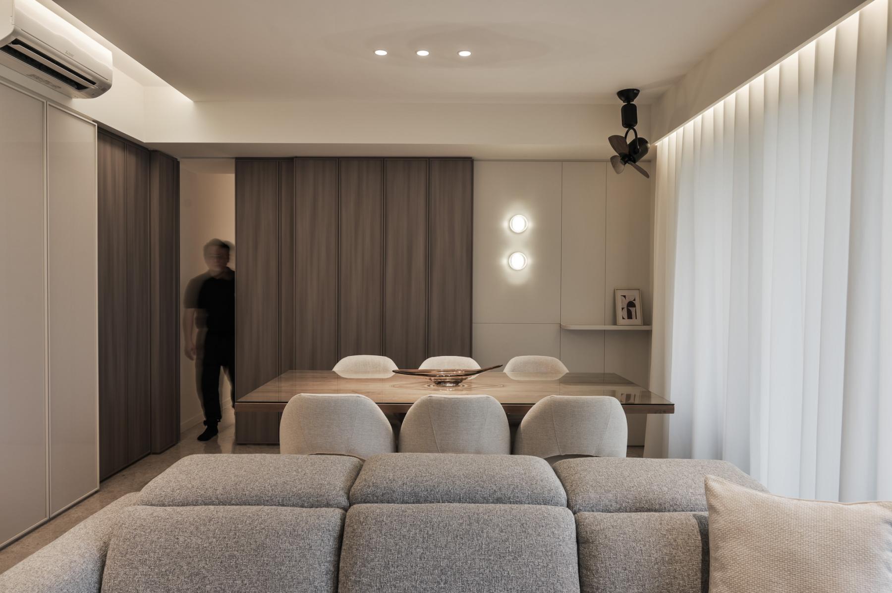 Modern Dining Room with Downlights and Dining Table