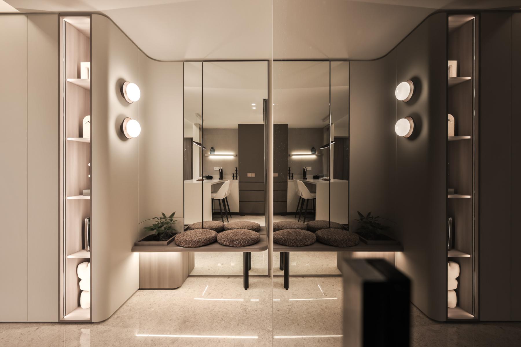 Modern Foyer with Mirror and Artwork