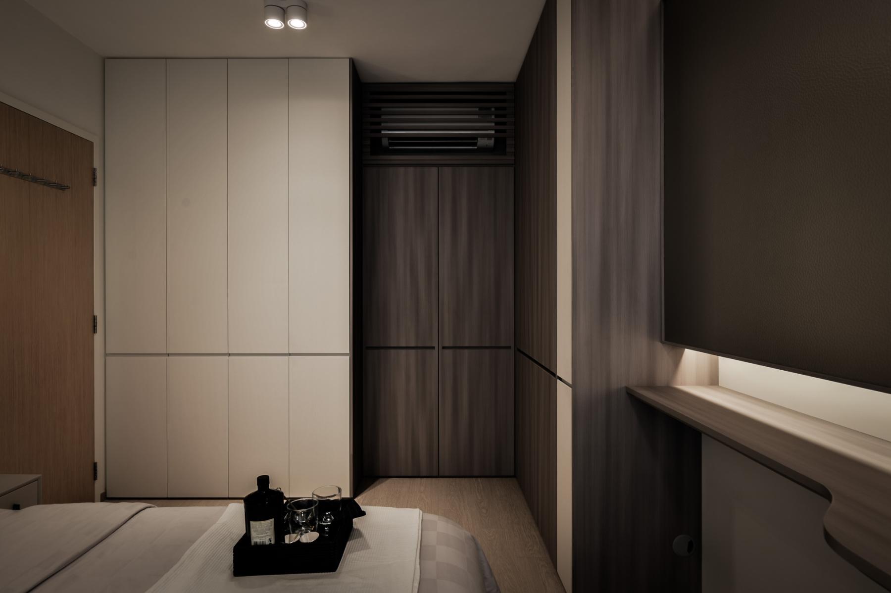 Modern Bedroom with Platform Bed and Wardrobe
