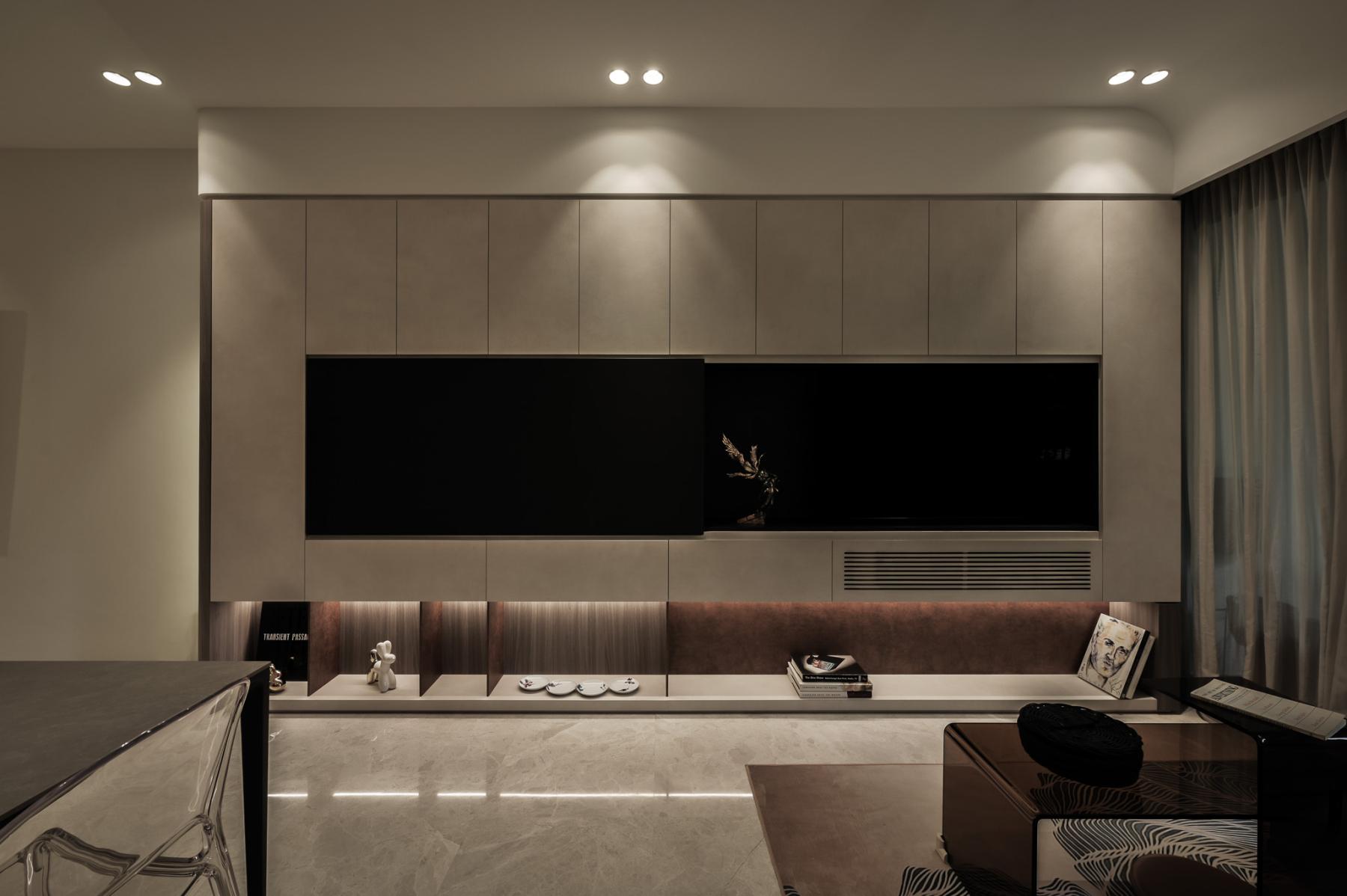 Modern Living Room with TV Console and Feature Wall