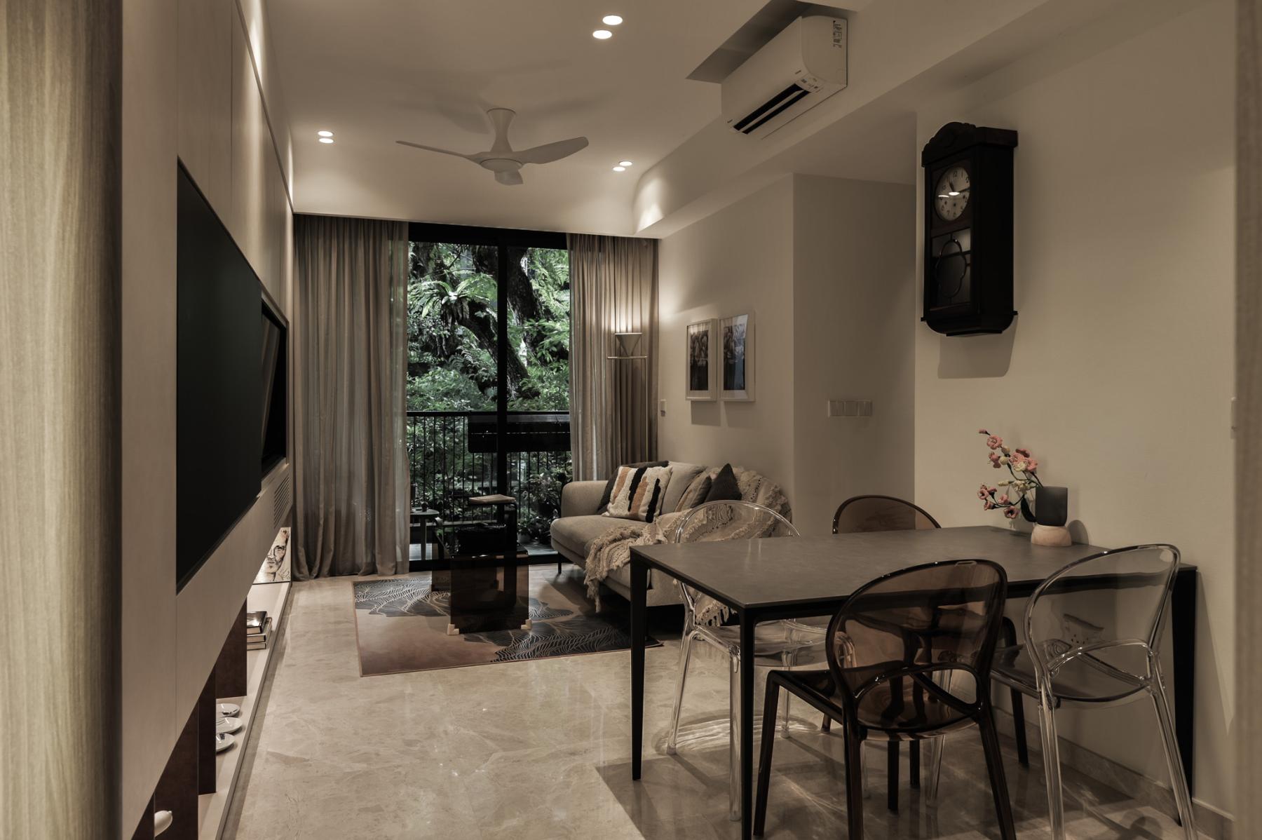 Modern Dining Room with Tableware and Drinkware
