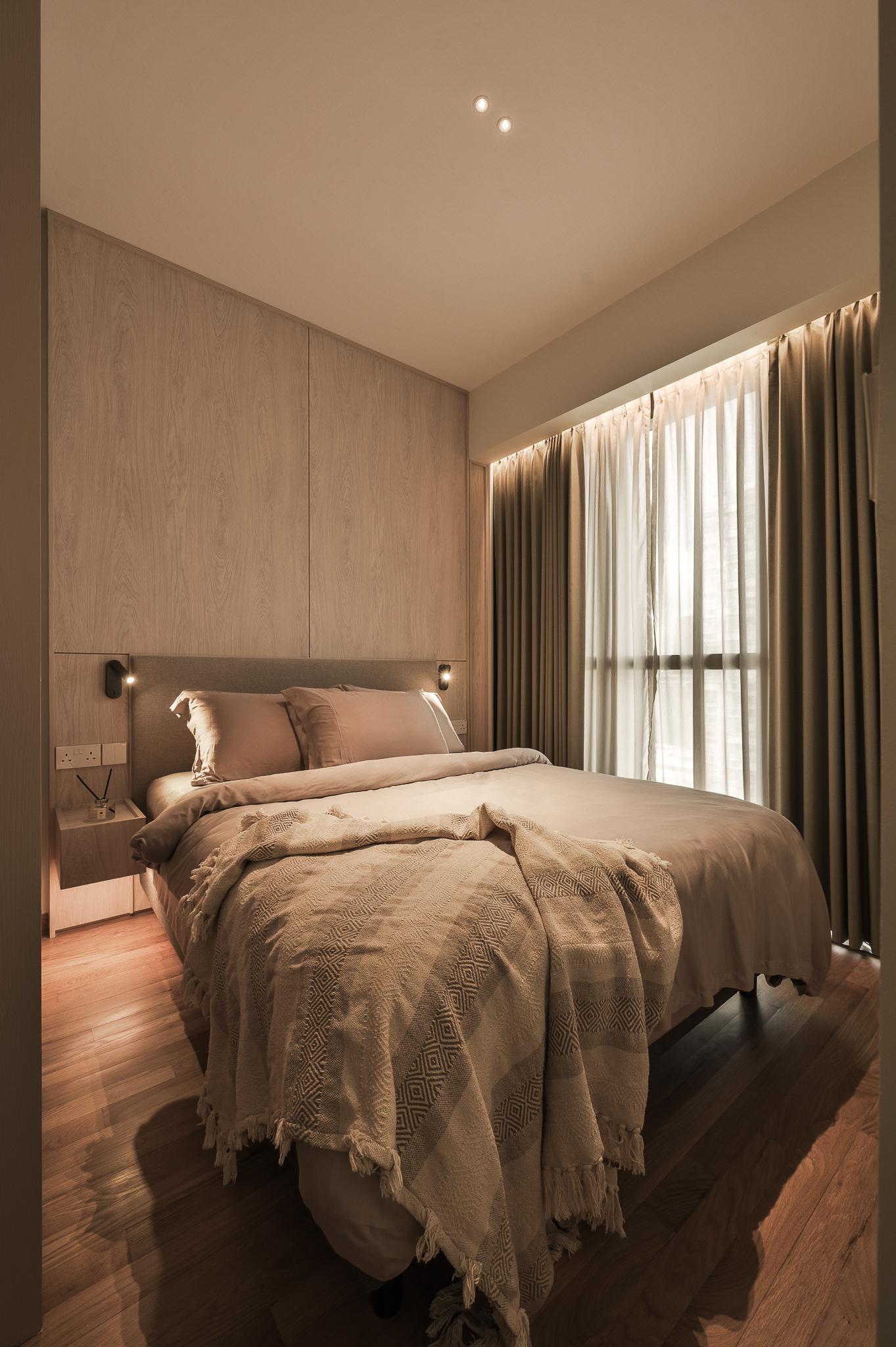 Modern Bedroom with Ceiling Light and Wardrobe