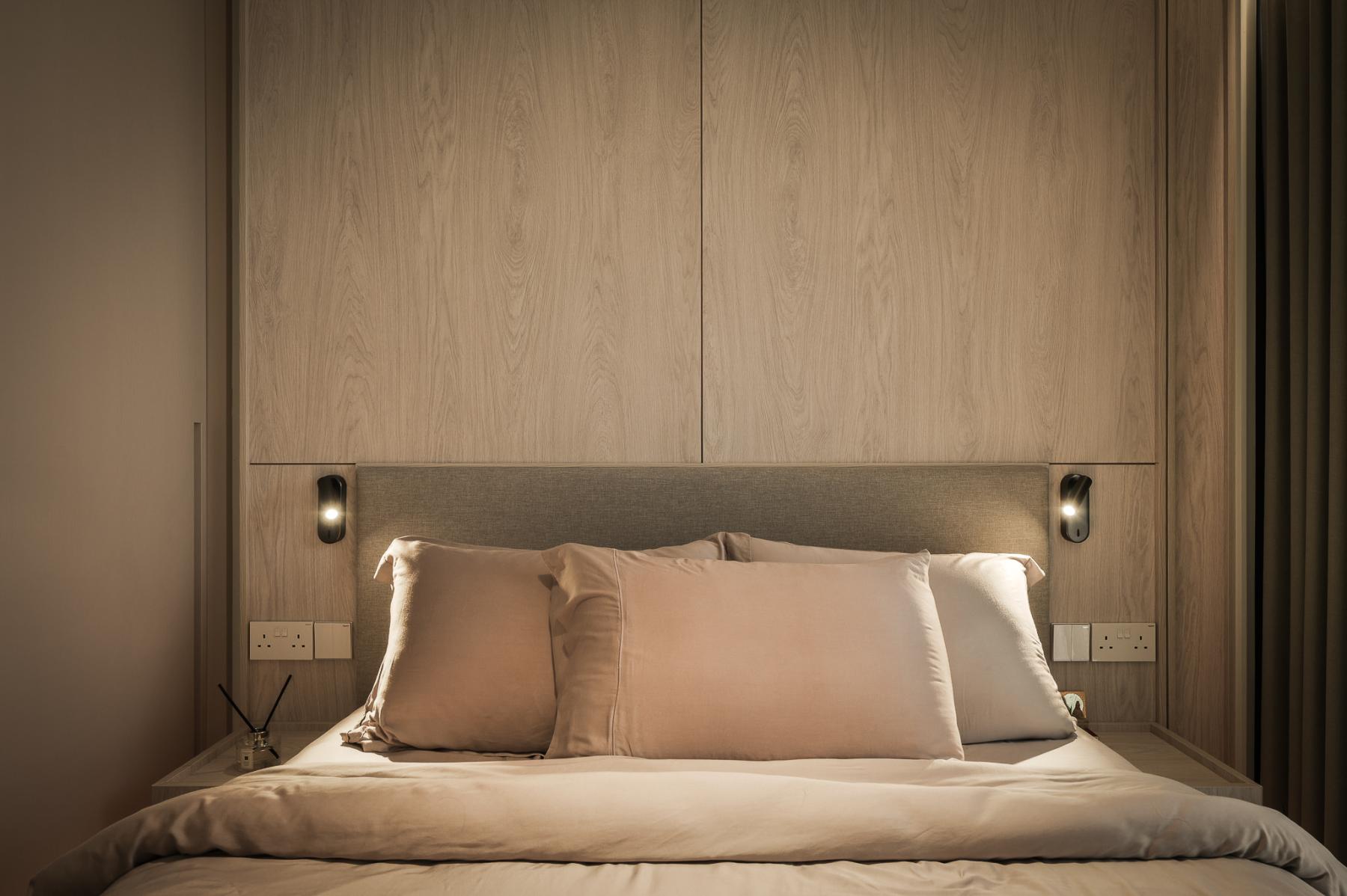 Modern Bedroom with Bay Window and Built-in Bed