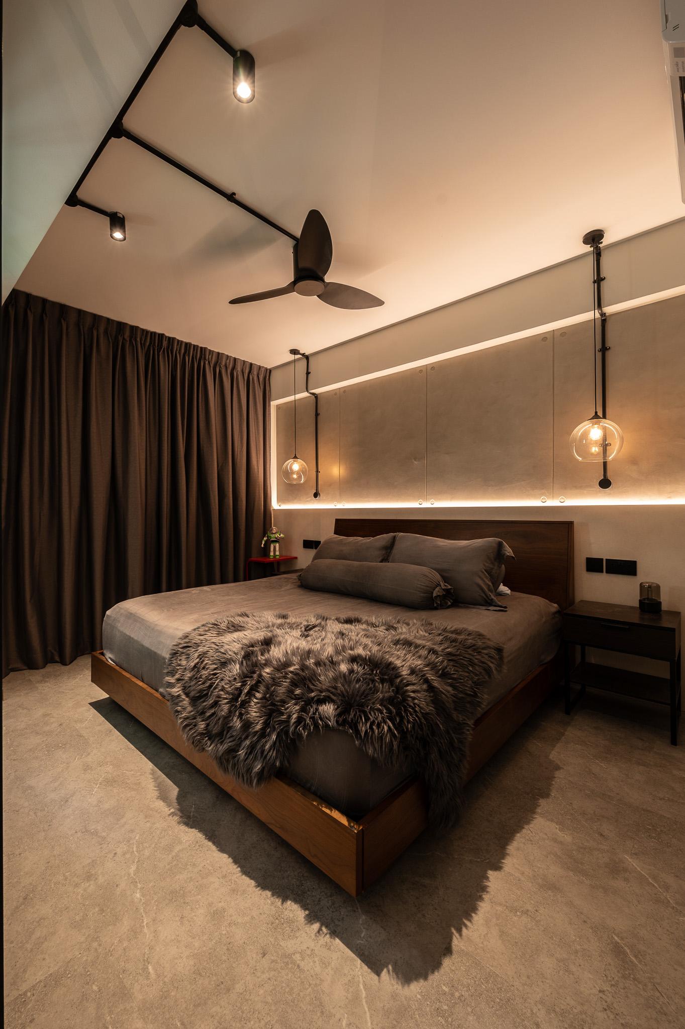 Modern Bedroom with Bedroom Dresser and Queen Bed