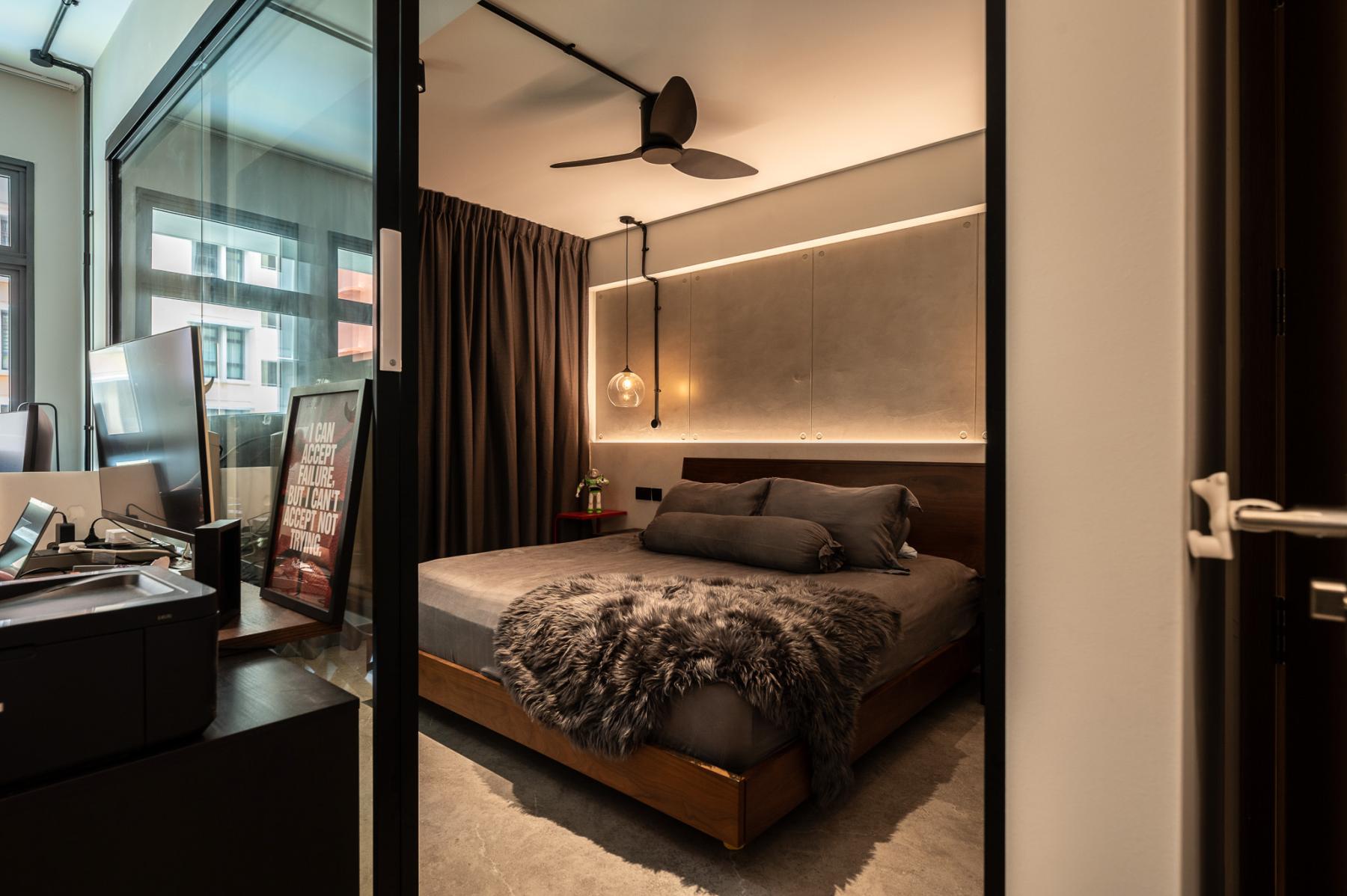Modern Bedroom with Bedroom Dresser and Queen Bed