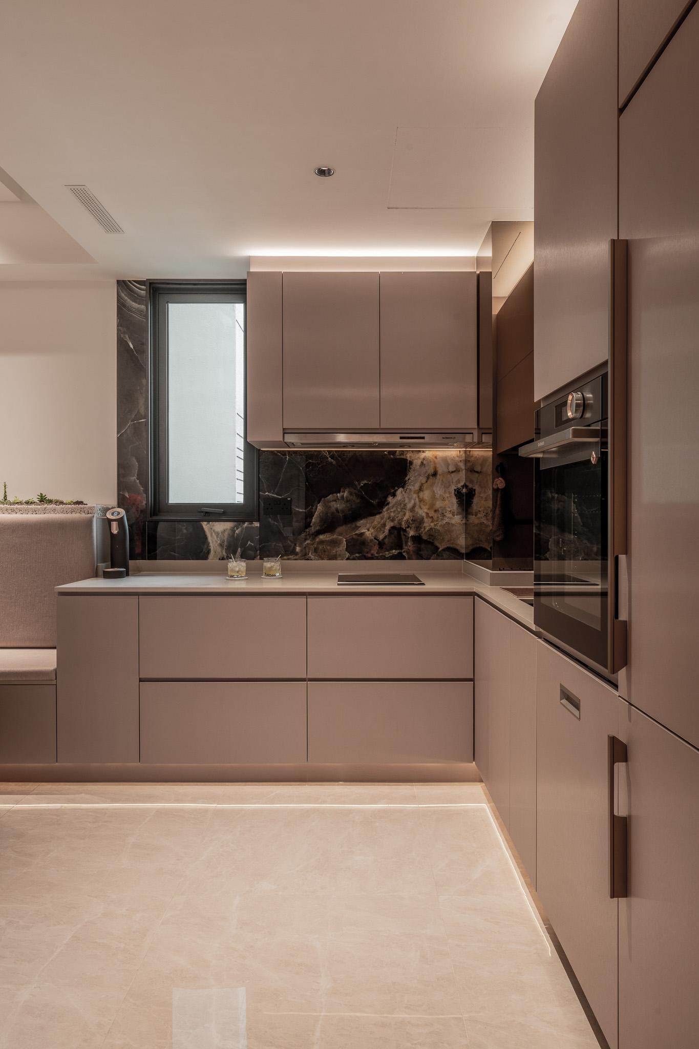 Minimalist Kitchen with Countertop and Kitchen Island