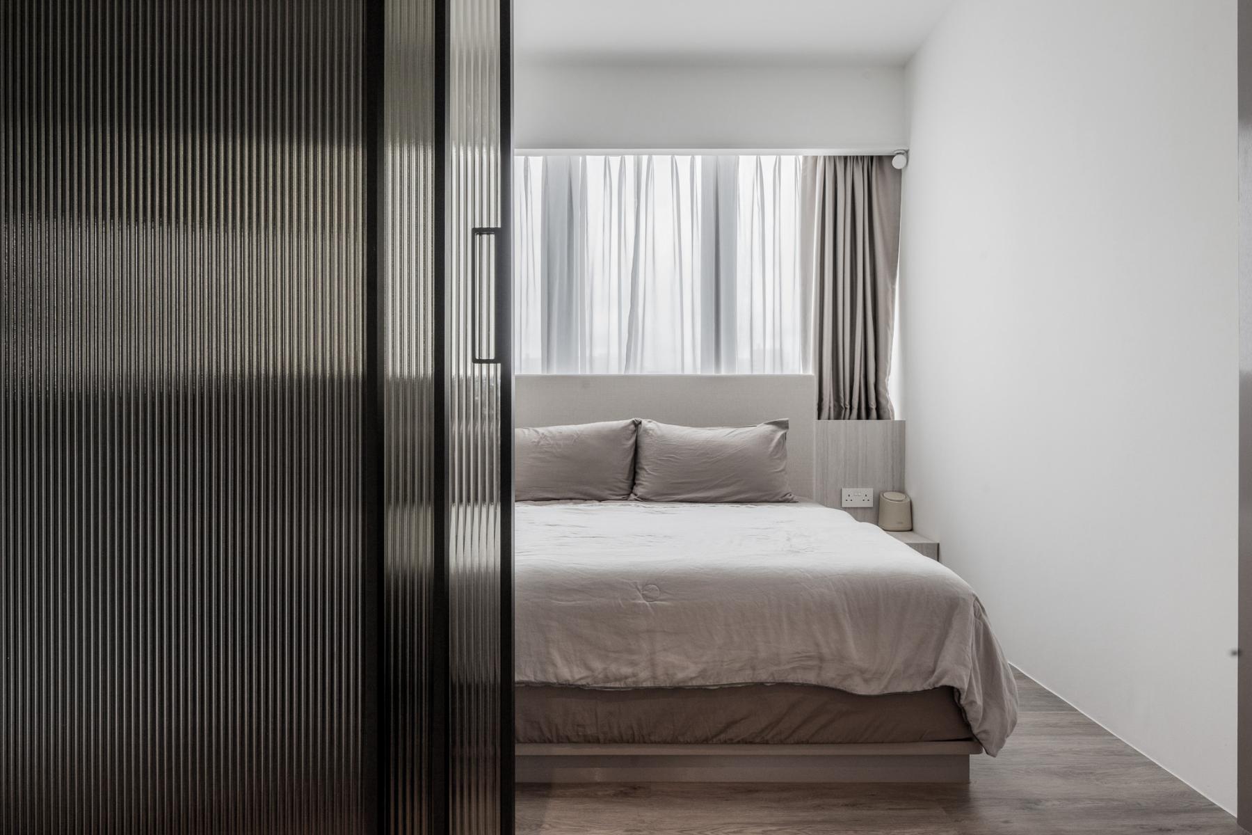 Minimalist Bedroom with Bed and Lighting
