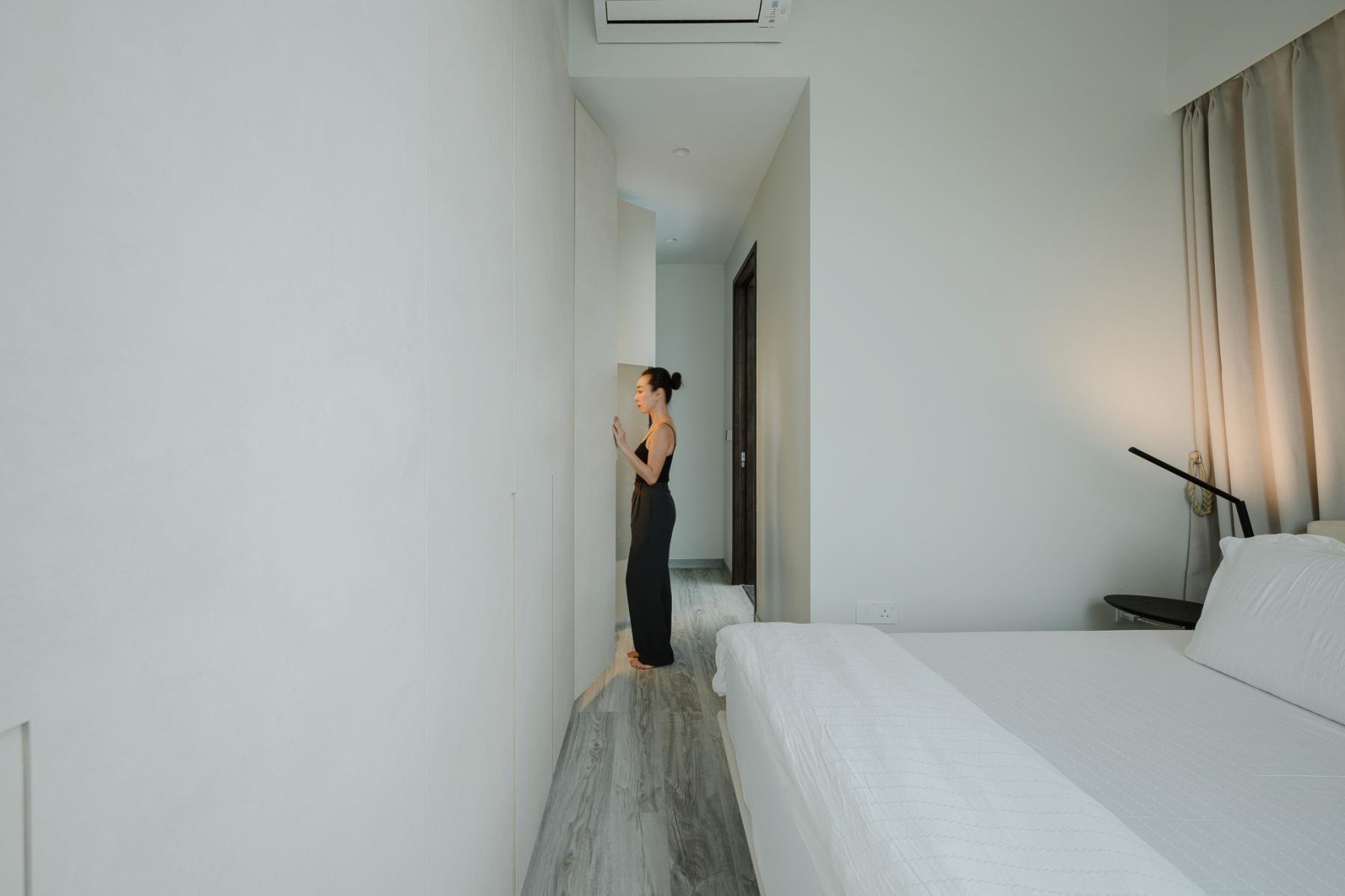 Contemporary Bedroom with Flooring and Bed