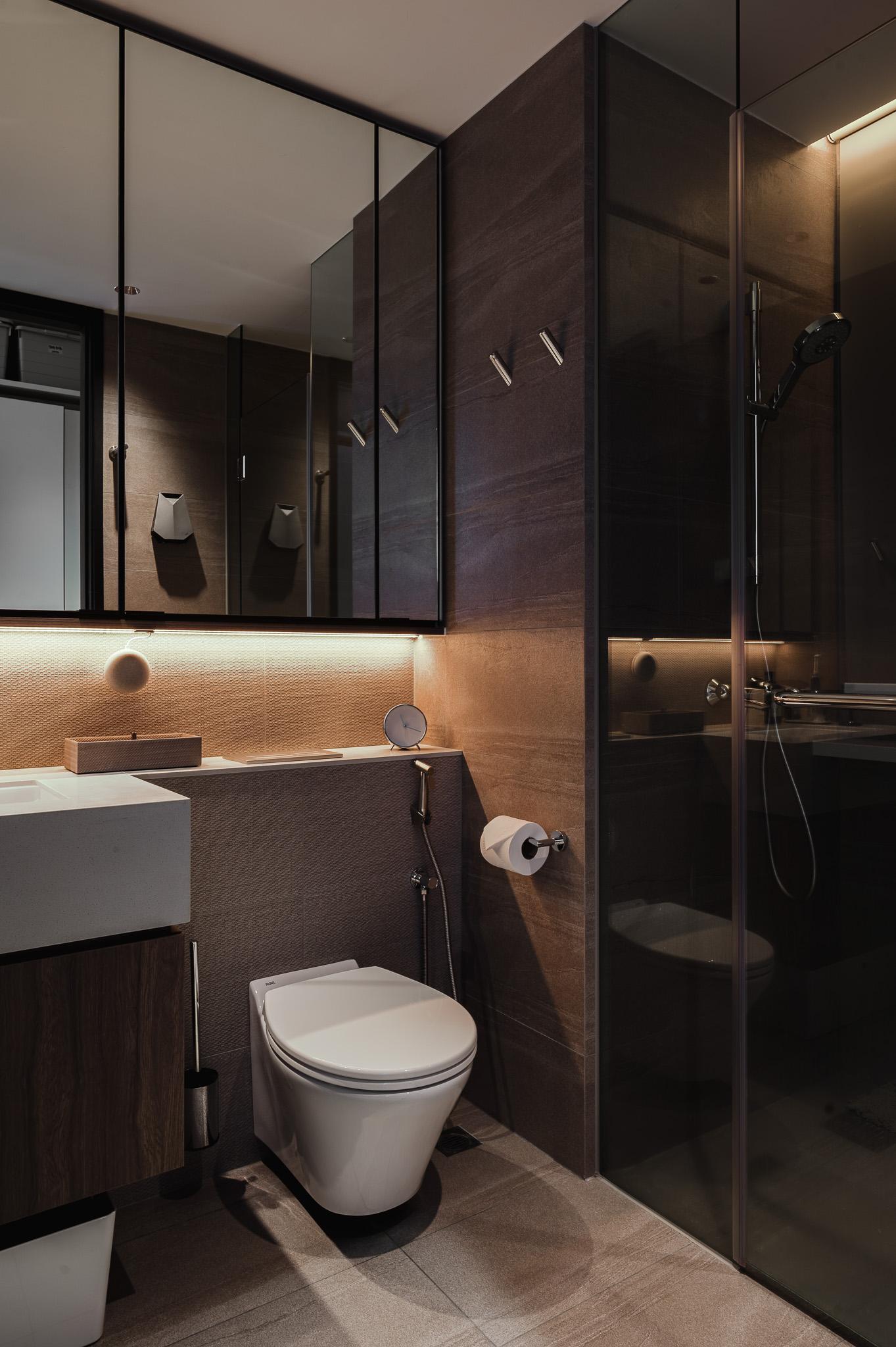 Industrial Bathroom with Countertop and Mirror