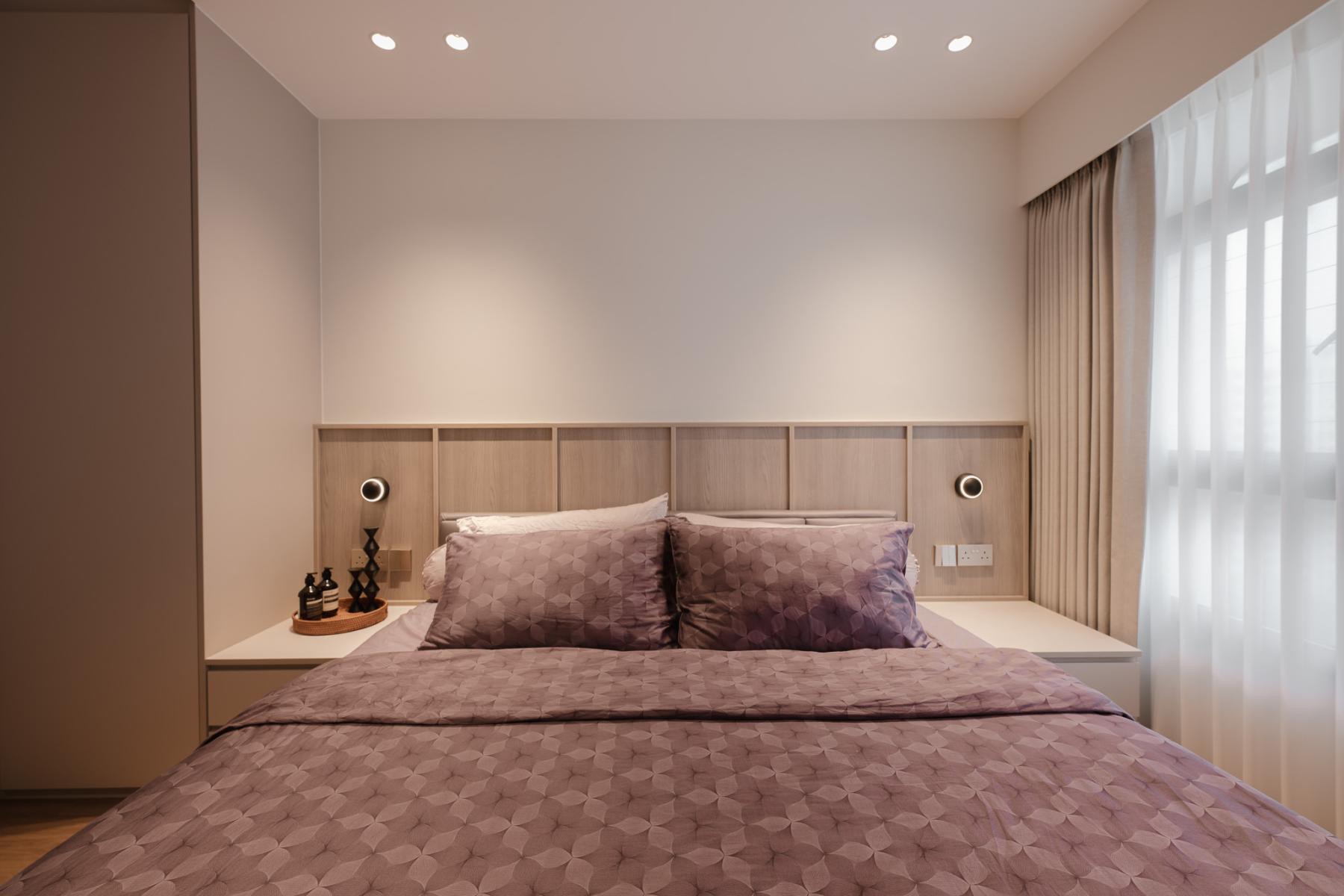 Modern Bedroom with Bedside Table and Bedroom Dresser