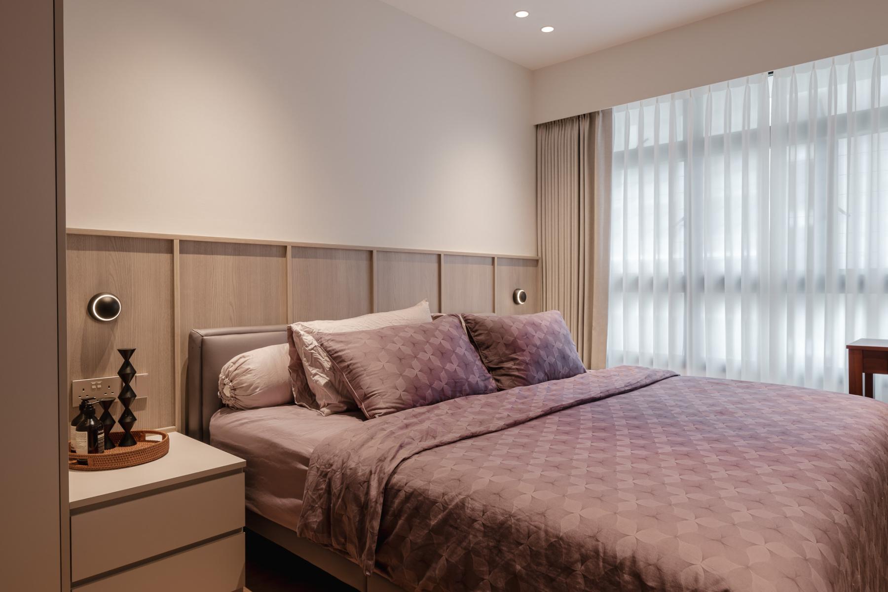 Modern Bedroom with Bay Window and Wardrobe