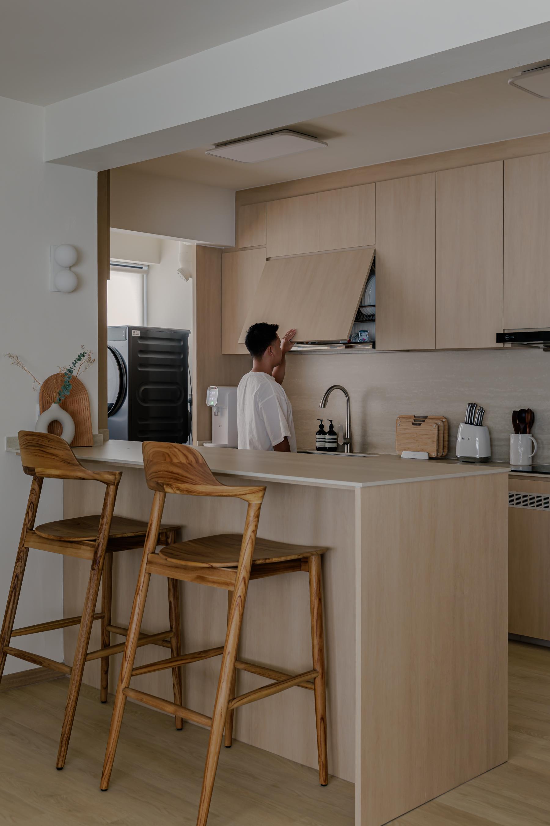 Minimalist Kitchen with Countertop and Vinyl Flooring
