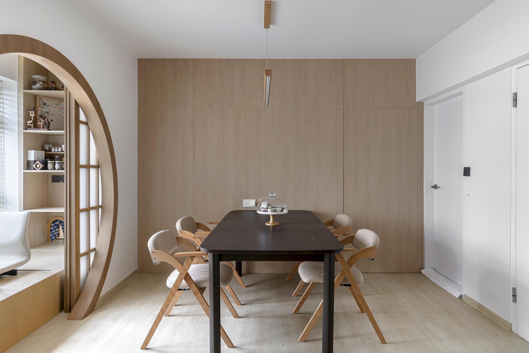 Scandinavian Dining Room with Feature Wall and Dining Table