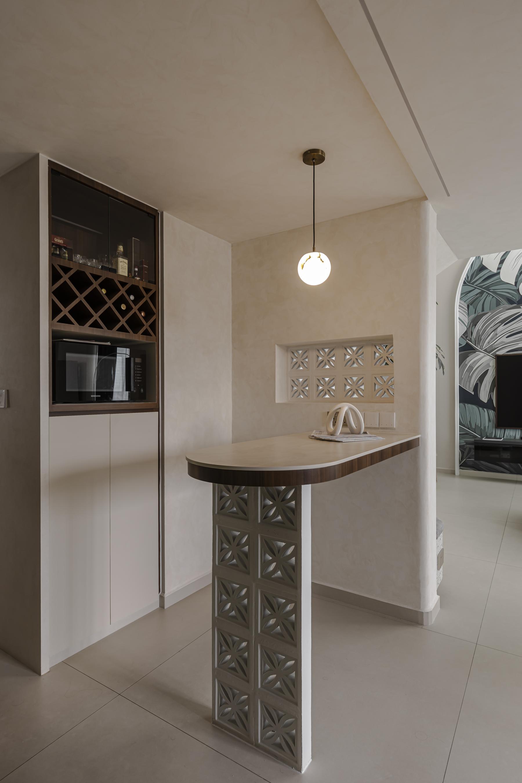 Eclectic Pantry with Feature Wall and Kitchen Island