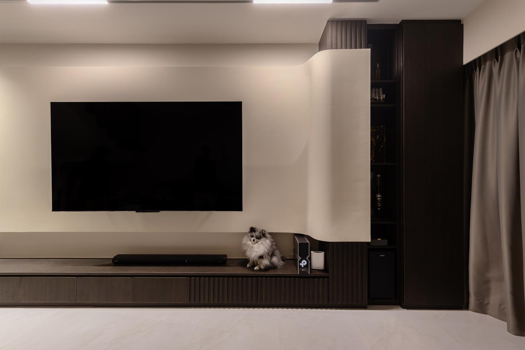 Minimalist Living Room with TV Console and Feature Wall