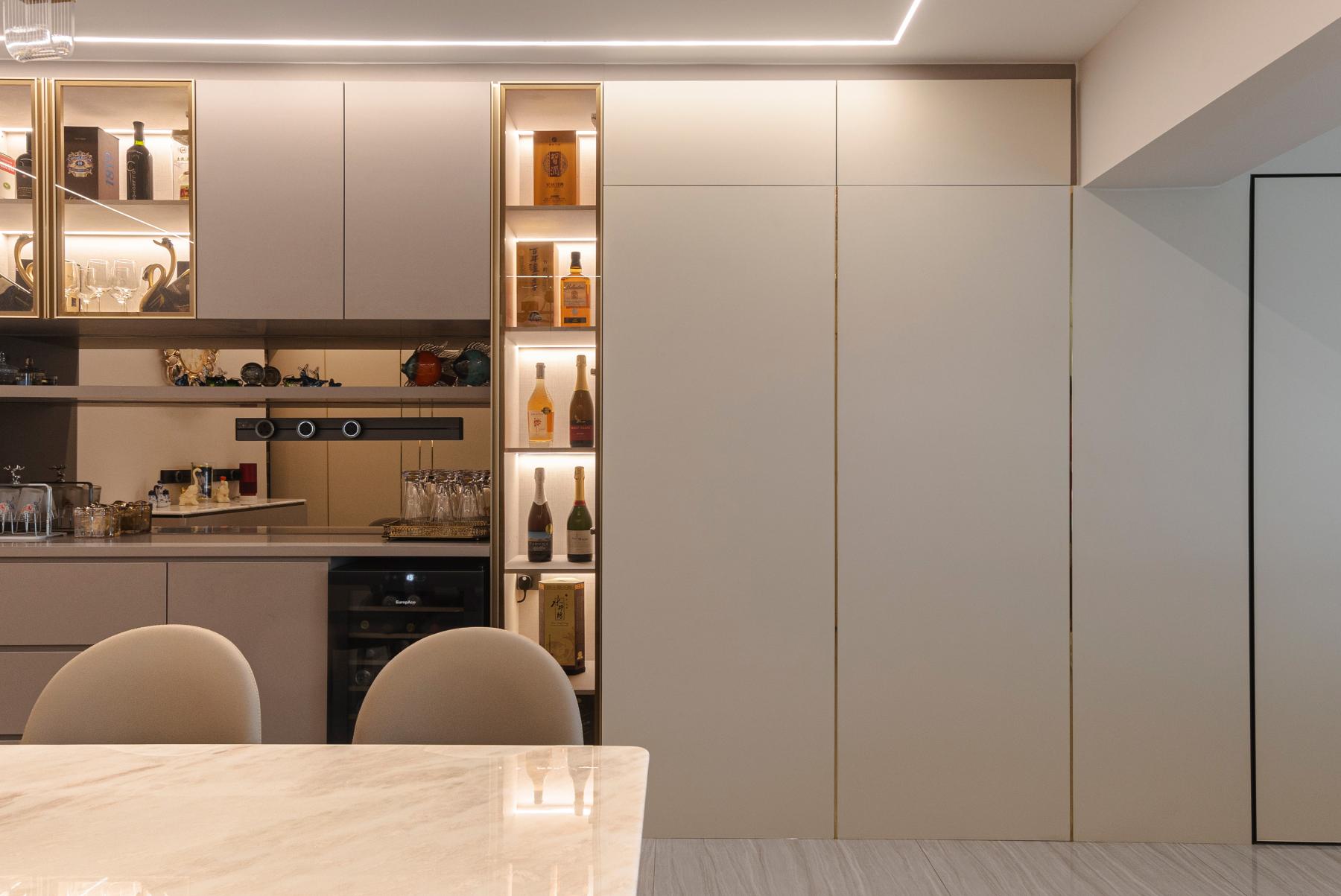 Modern Dining Room with Cove Lighting and Drop Ceiling