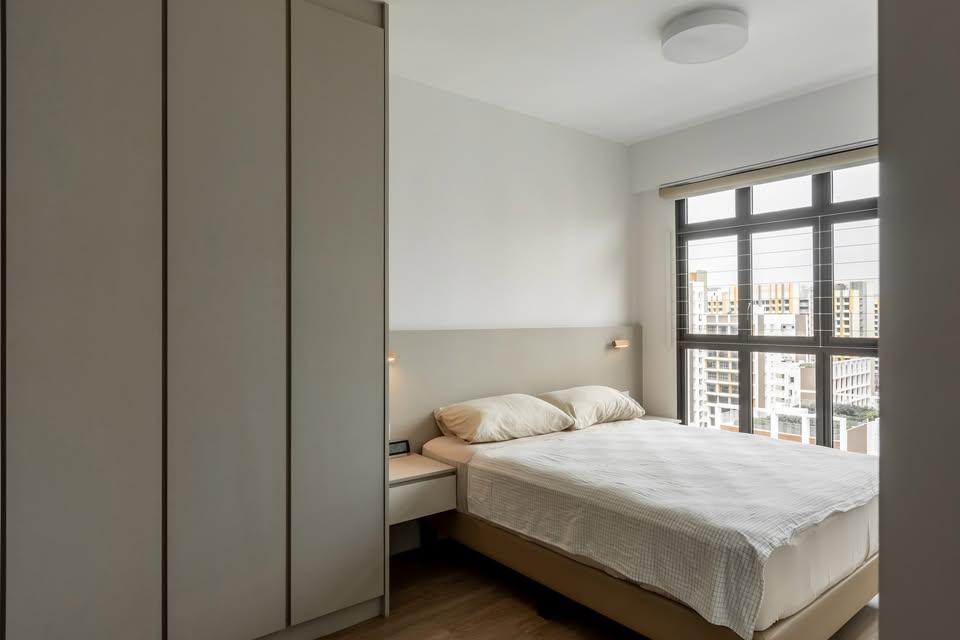 Modern Bedroom with Wardrobe and Bedside Table