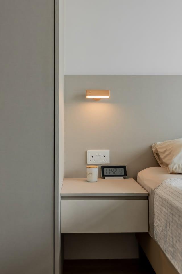 Modern Bedroom with Wardrobe and Bedside Table