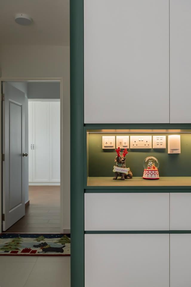 Modern Entryway with Shoe Cabinets and Rugs