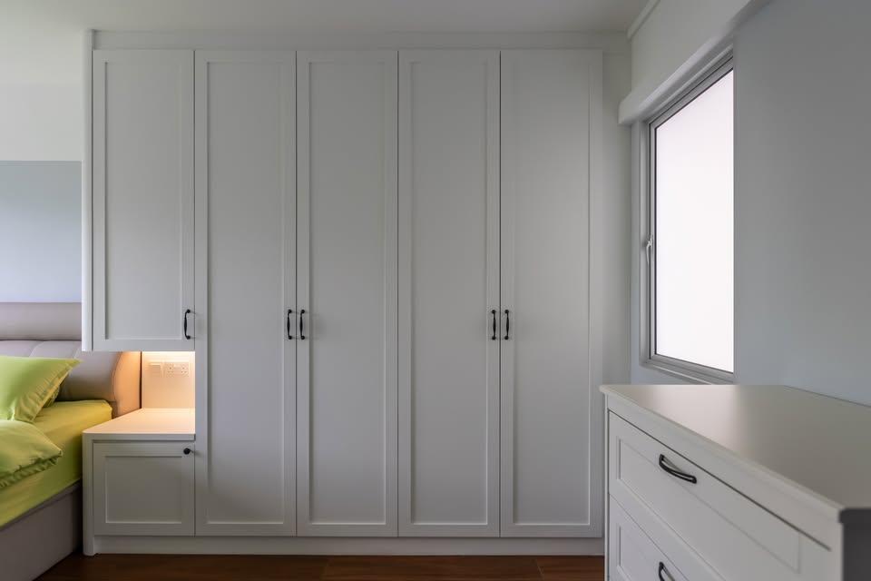 Modern Bedroom with Wardrobe and Bedside Table